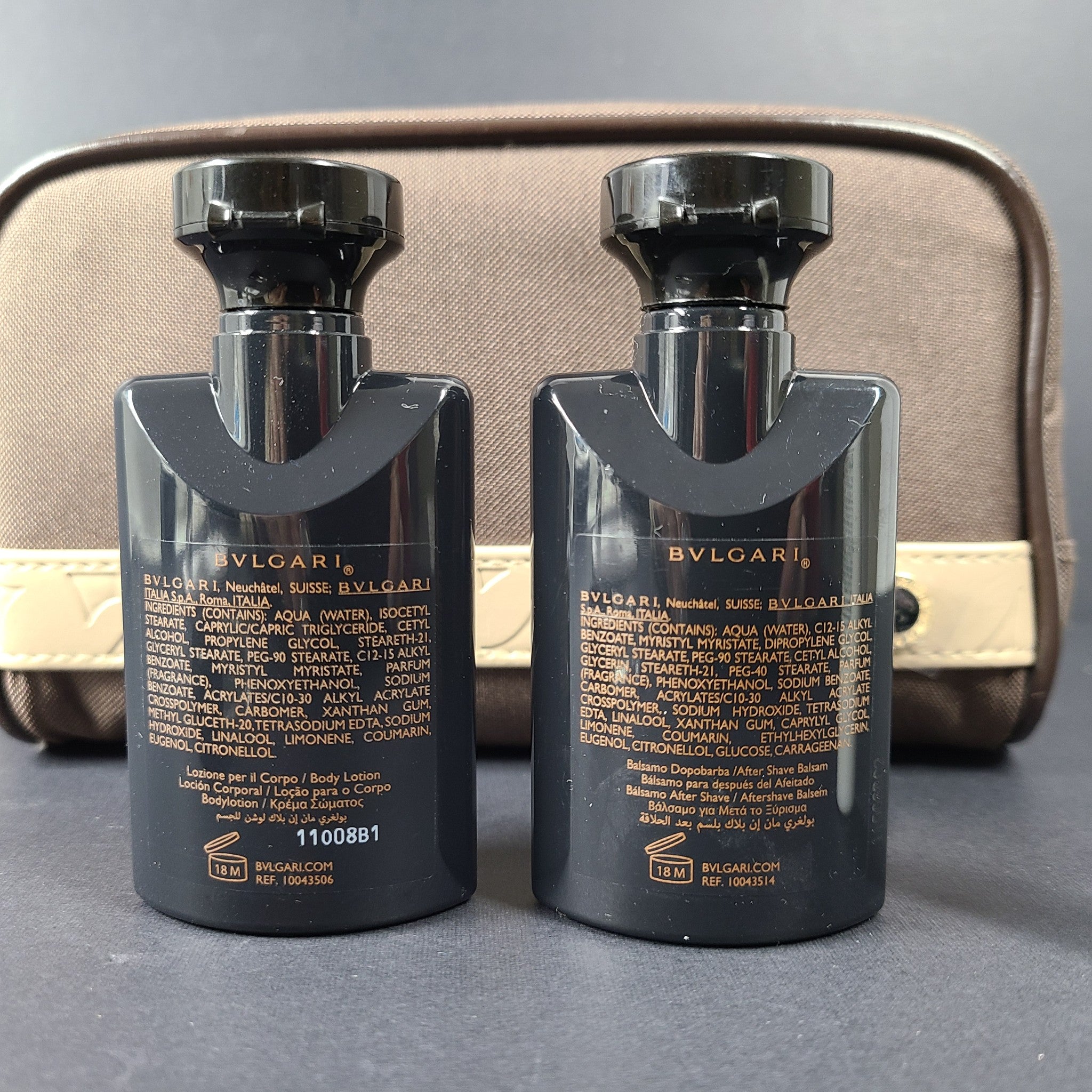 Bvlgari Parfums Emirates Airlines Business Class Amenity Kit Makeup Pouch Brown