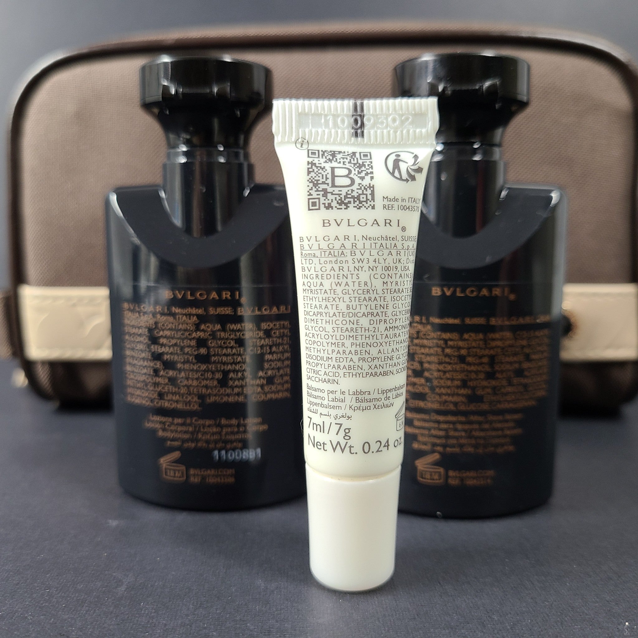 Bvlgari Parfums Emirates Airlines Business Class Amenity Kit Makeup Pouch Brown