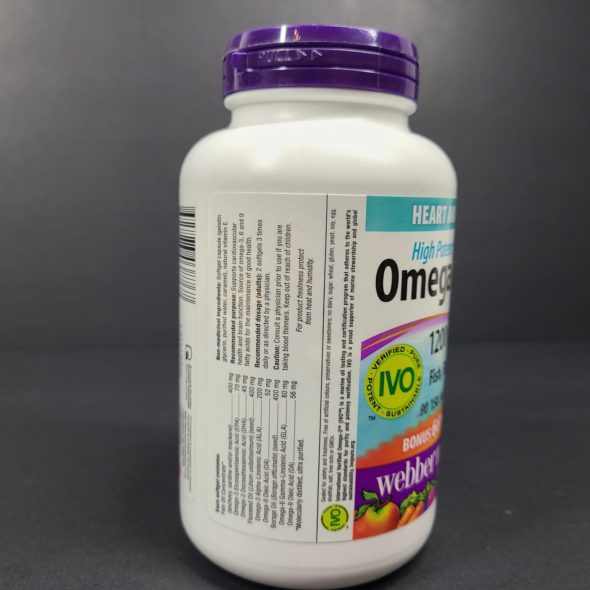 150 Ct Webber Naturals Omega-3-6-9 1200 g Fish, Flax & Borage Oils 03/27