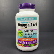 150 Ct Webber Naturals Omega-3-6-9 1200 g Fish, Flax & Borage Oils 03/27