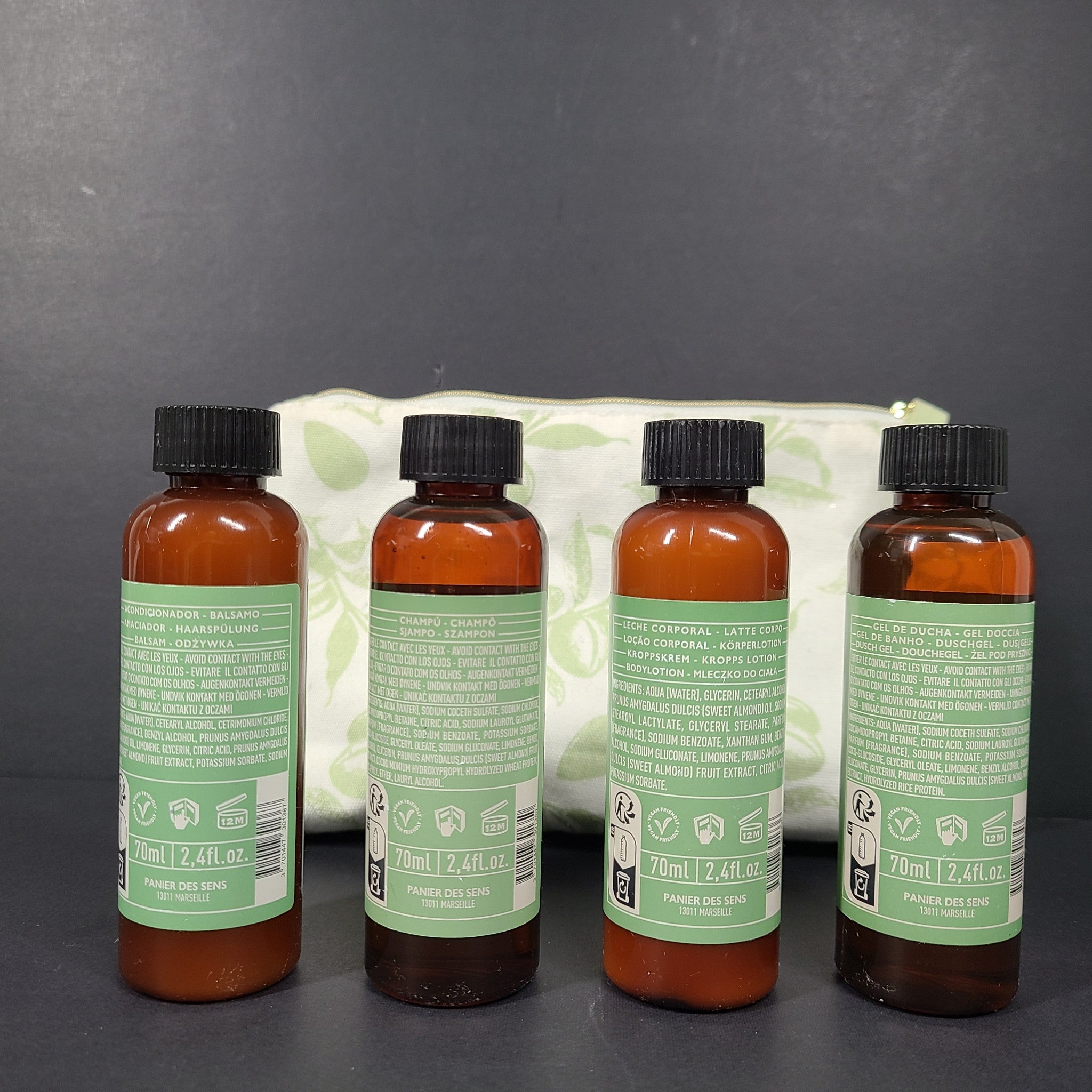 5 Pc Panier des Sens Body Care Travel Set Soothing Almond Shampoo Shower Lotion