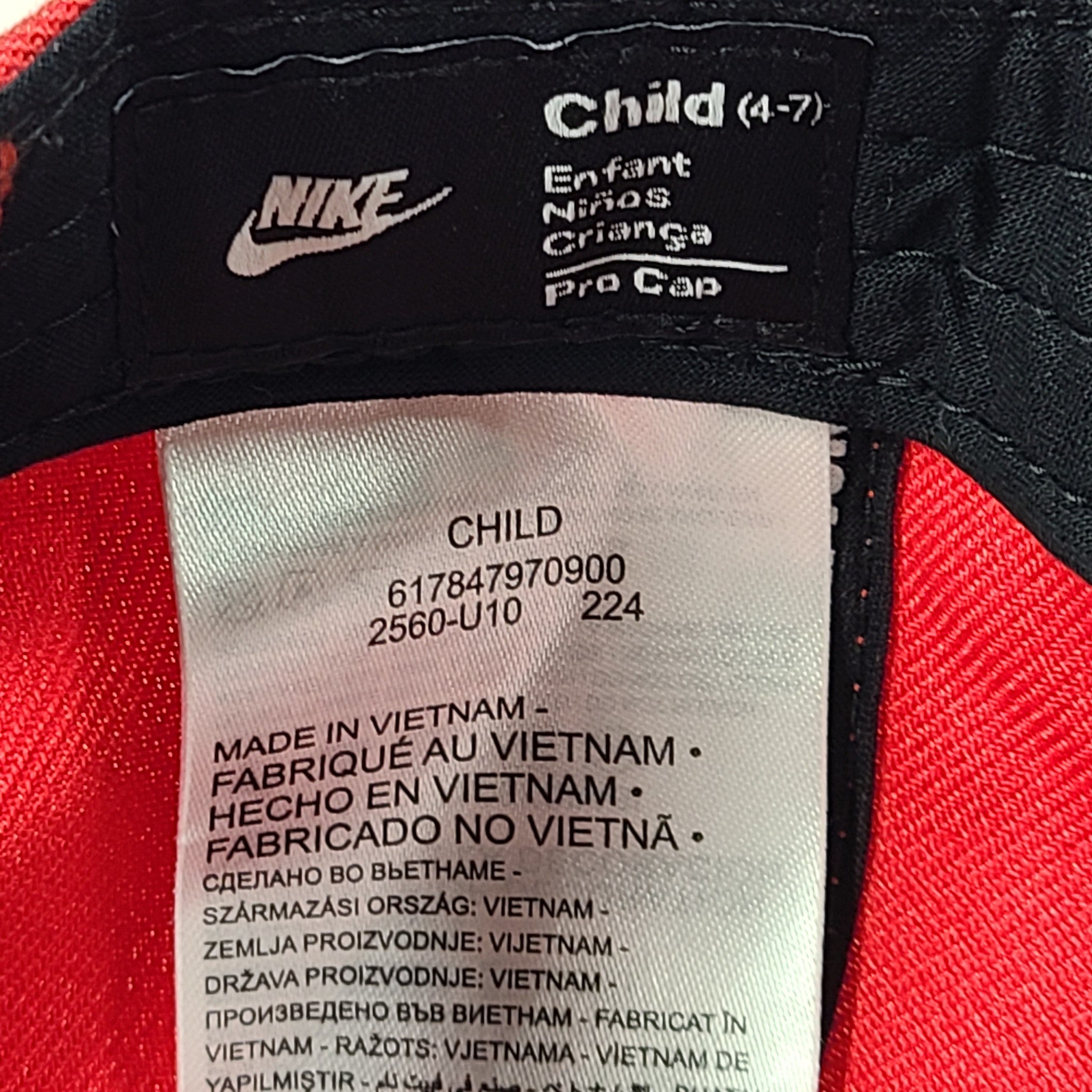Nike Kids' Pro Adjustable Hat Baseball Cap 8A2560-B8W Dri-Fit 4-7 Y