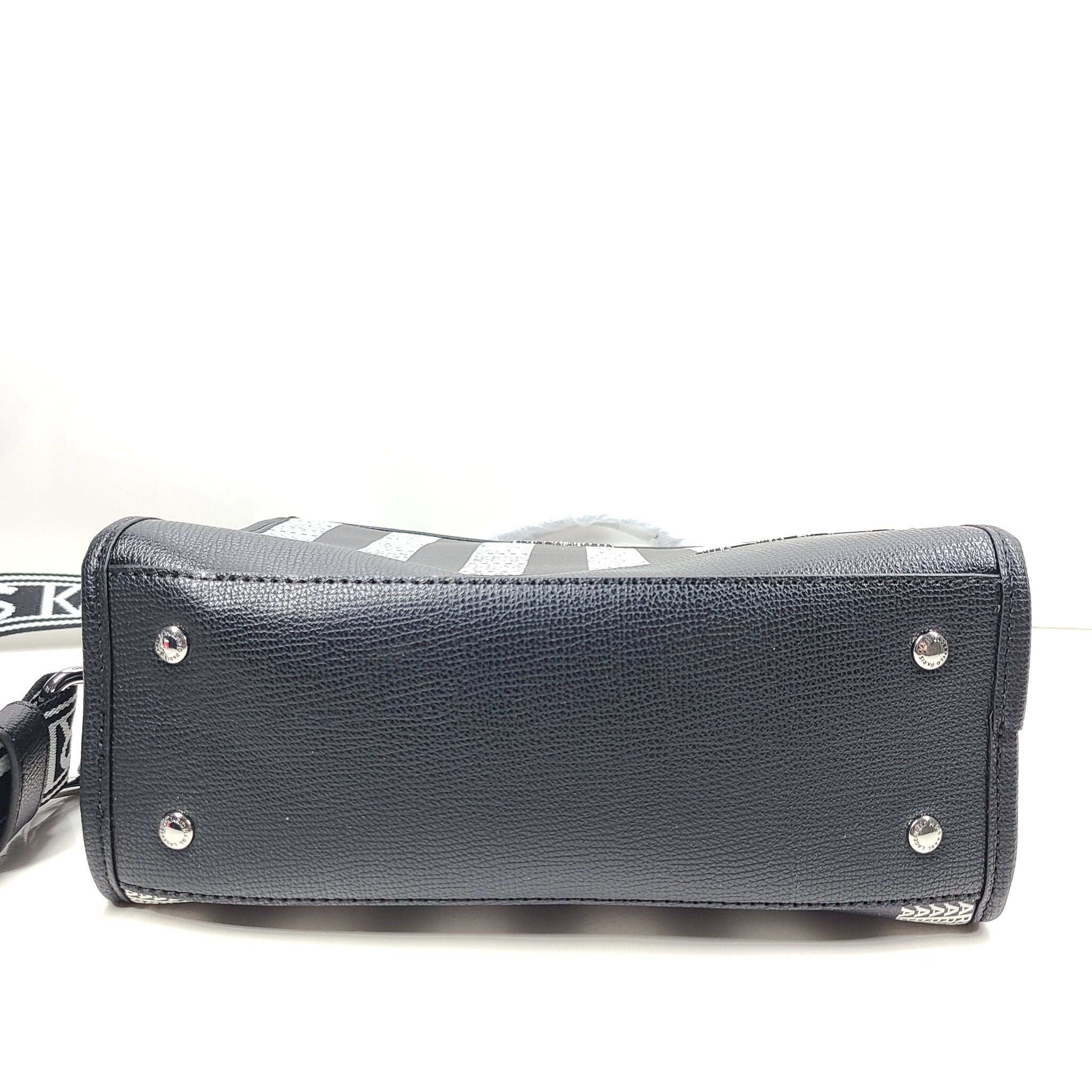 Karl Lagerfeld Paris Maybelle Contrast Stripe Top Handle Satchel Bag Black