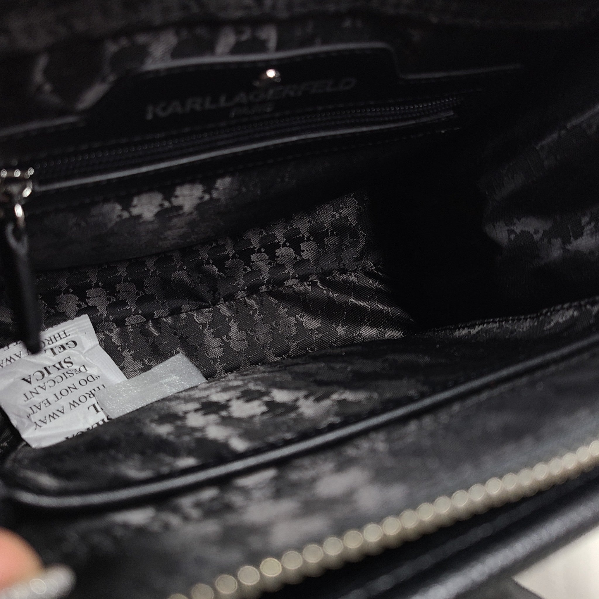 Karl Lagerfeld Paris Maybelle Contrast Stripe Top Handle Satchel Bag Black