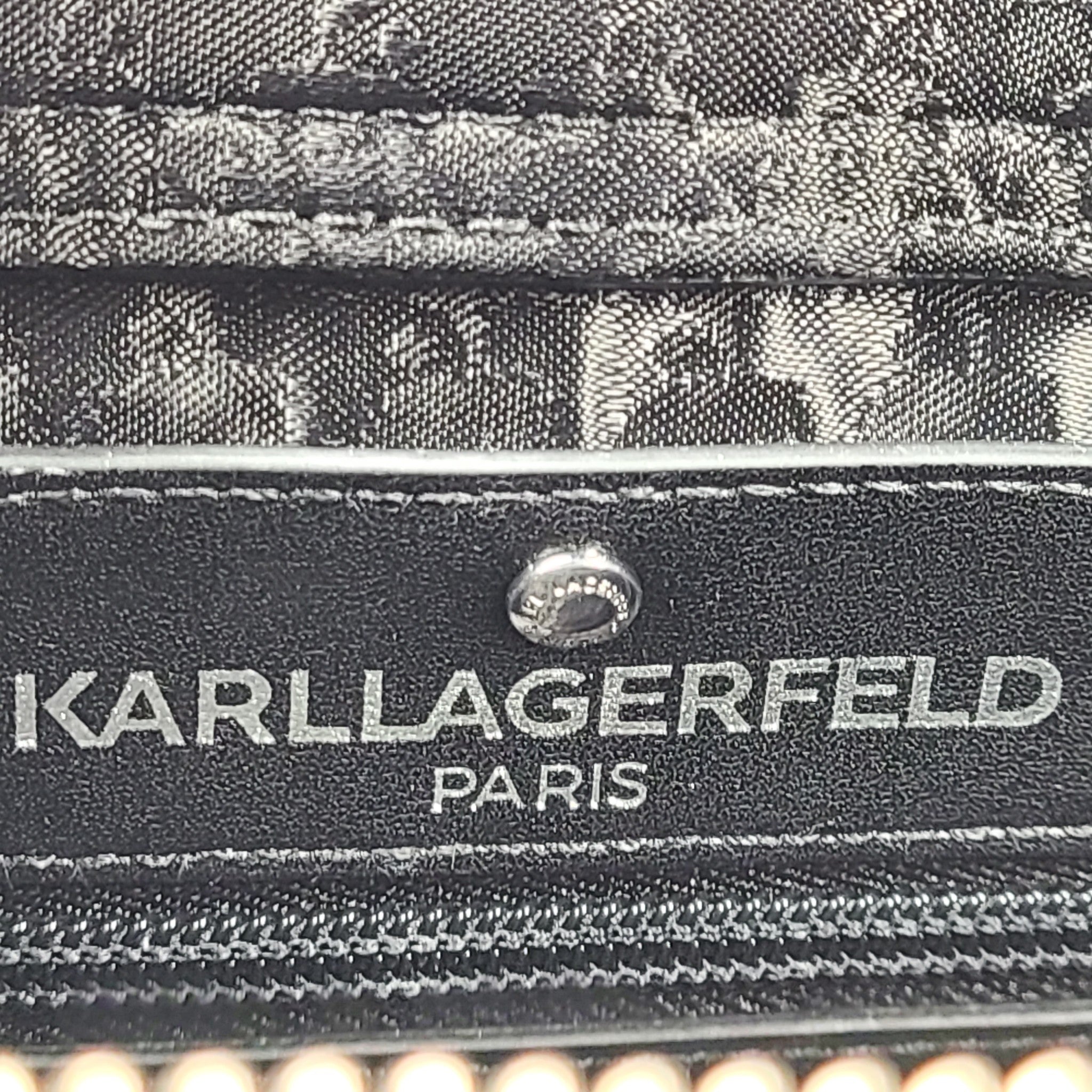 Karl Lagerfeld Paris Maybelle Contrast Stripe Top Handle Satchel Bag Black
