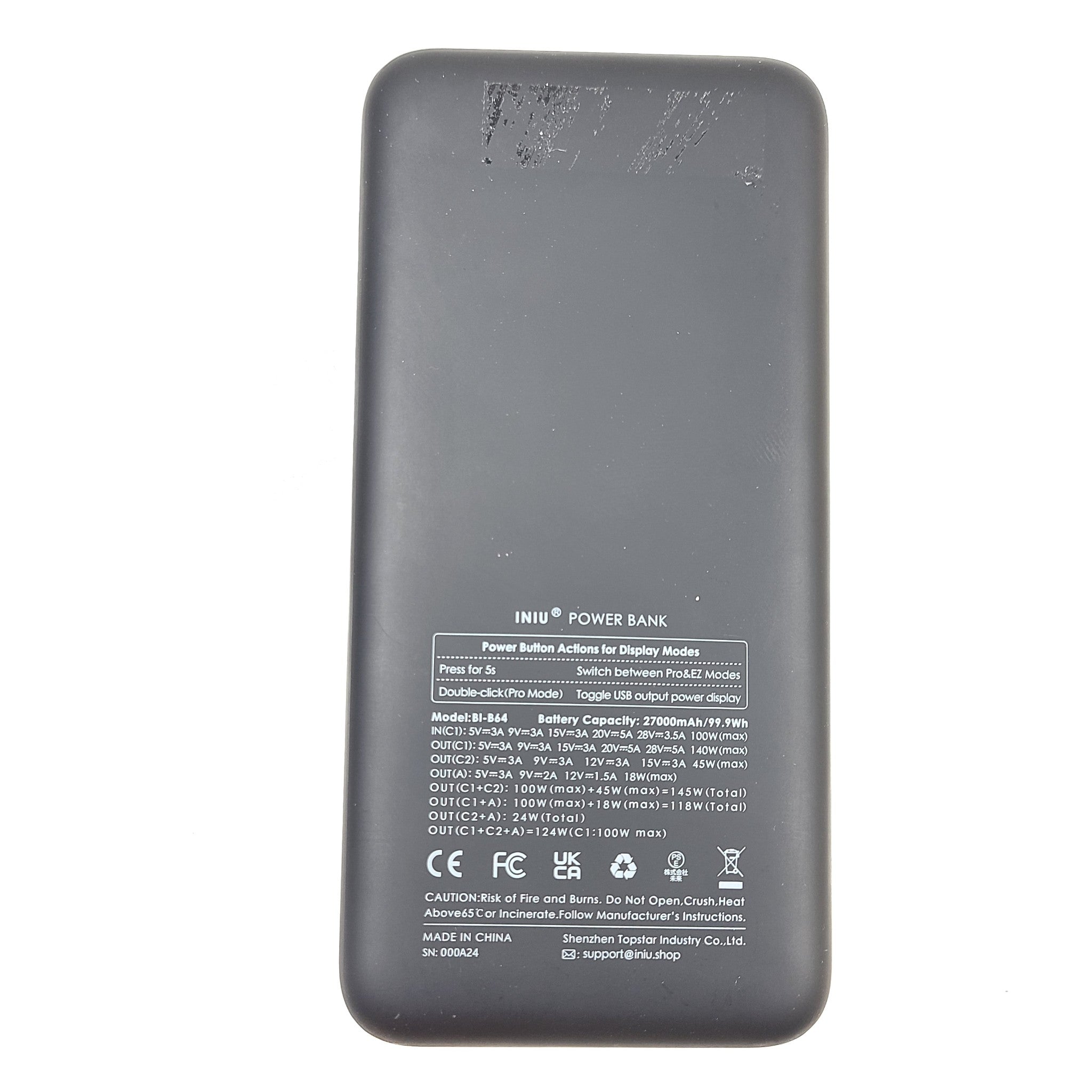 INIU Power Bank BI-B64 27000mAh Fast Charge Portable External Battery Charger