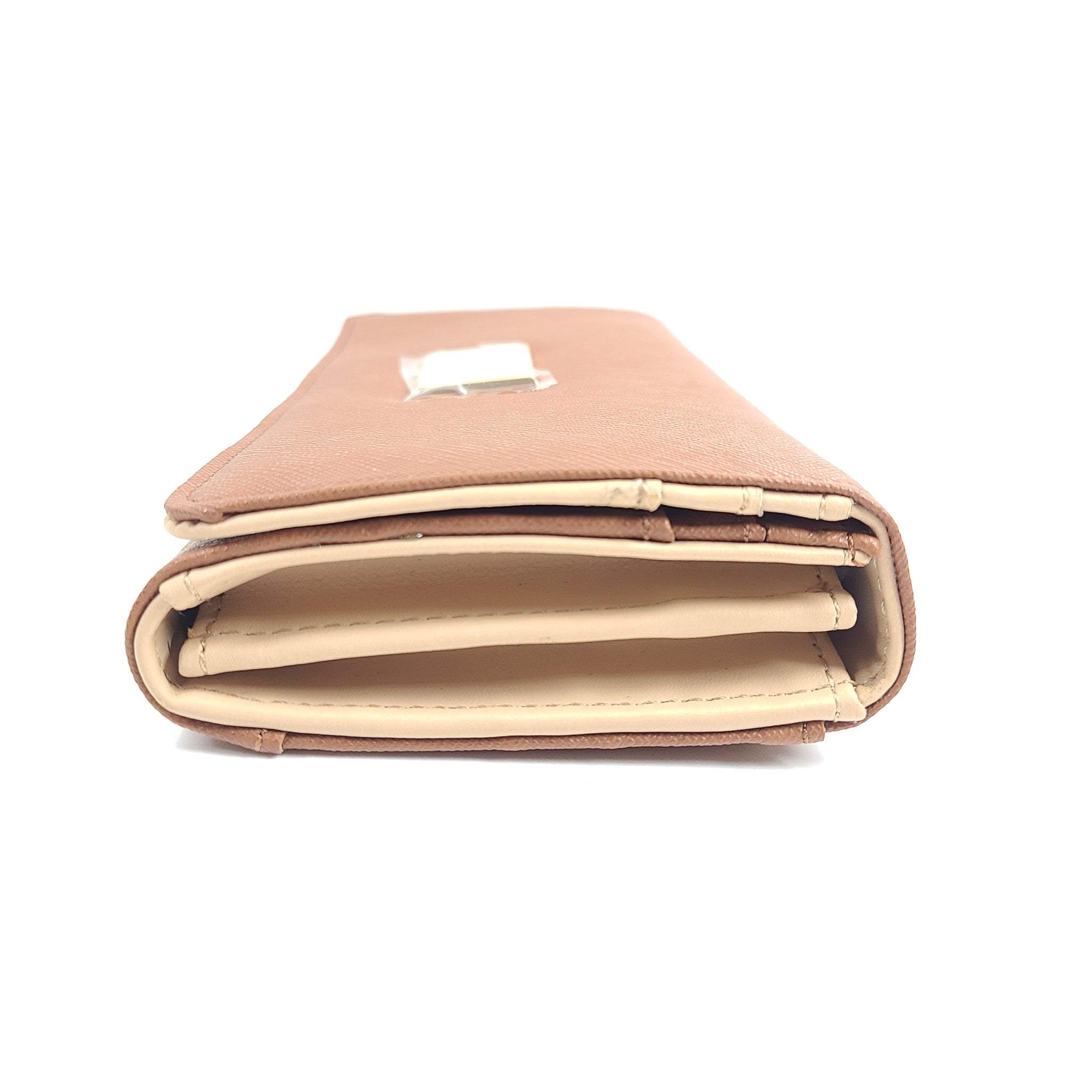 Guess Women's Abree Medium Clutch Wallet Foldable Snap Closure Cognac Saffiano