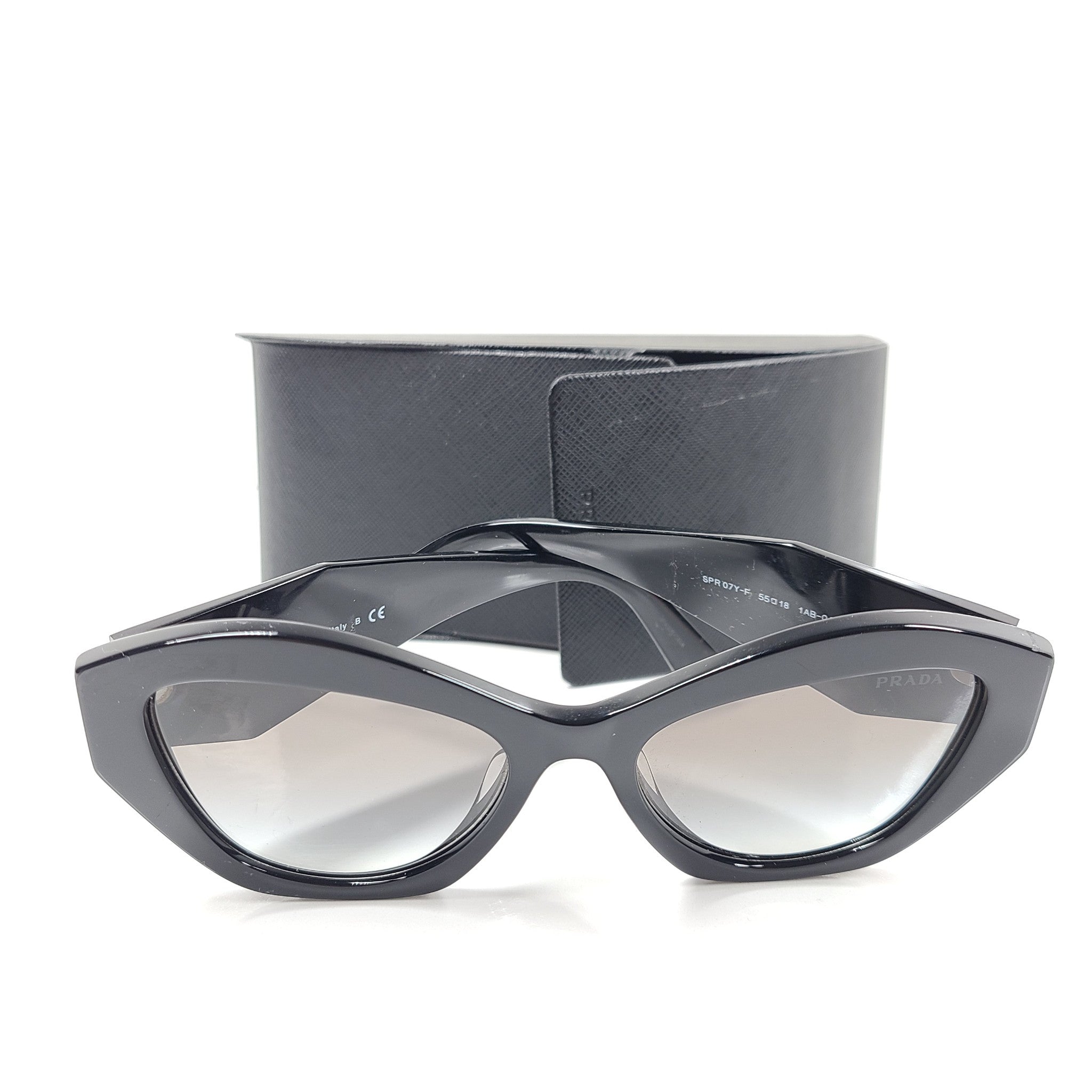 Prada PR 07YSF Sunglasses 55-18 145 Black Gradient Gray Lens