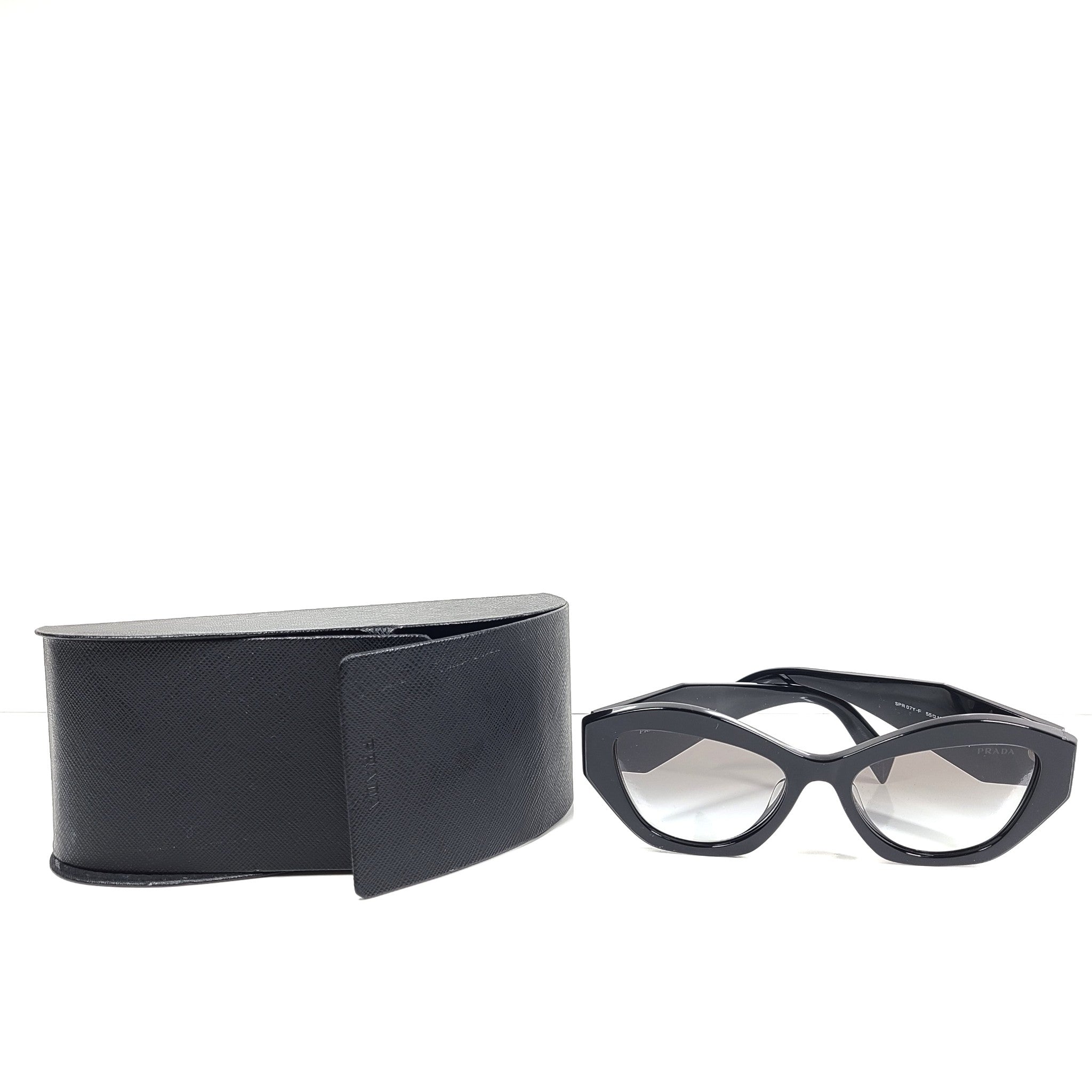 Prada PR 07YSF Sunglasses 55-18 145 Black Gradient Gray Lens