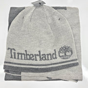 Timberland Men's Jacquard Beanie and Scarf Set Reversible Gray One Size
