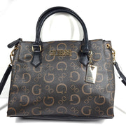 GUESS Evie Logo Satchel Bag Monogram Print Shoulder Strap SG863506 Brown