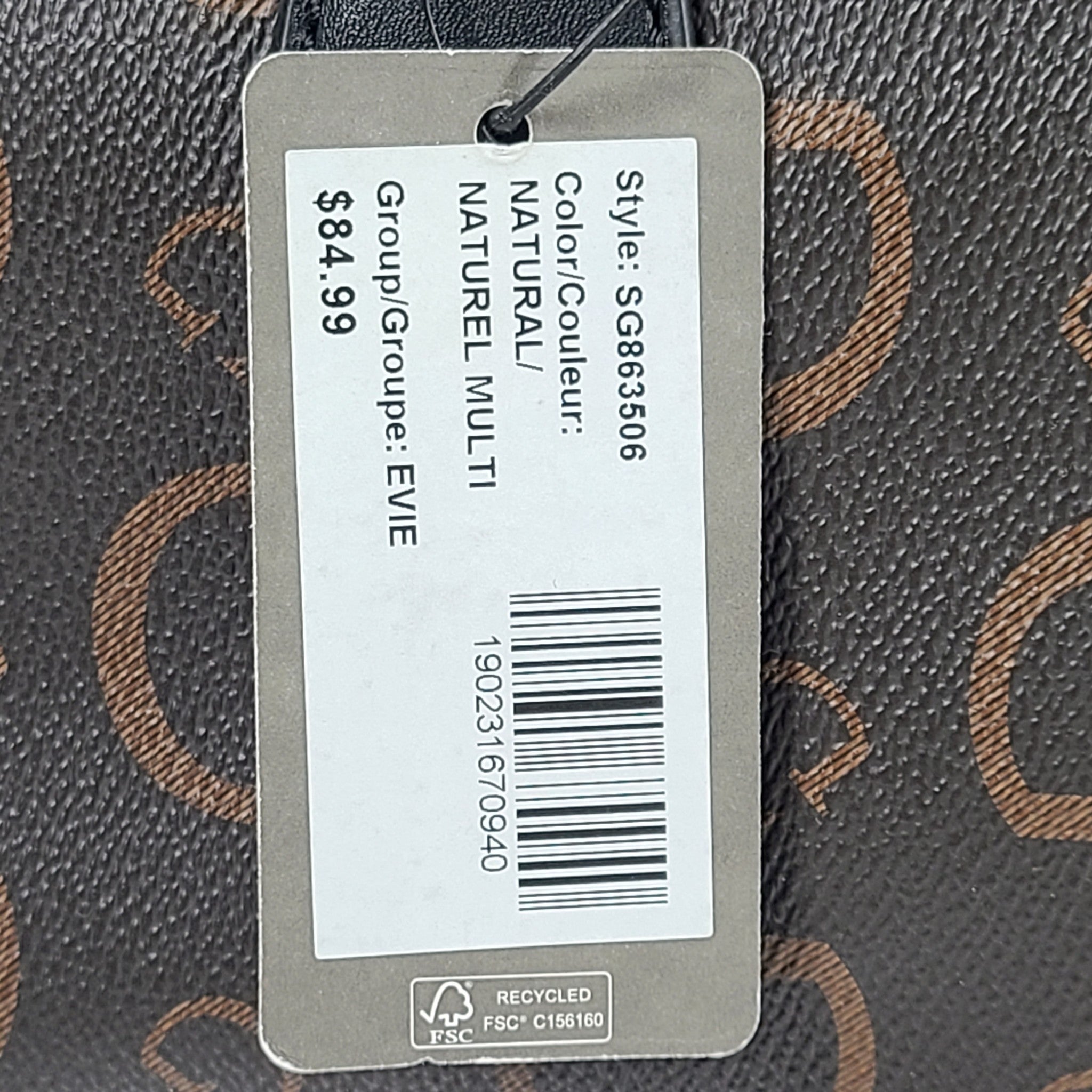 GUESS Evie Logo Satchel Bag Monogram Print Shoulder Strap SG863506 Brown
