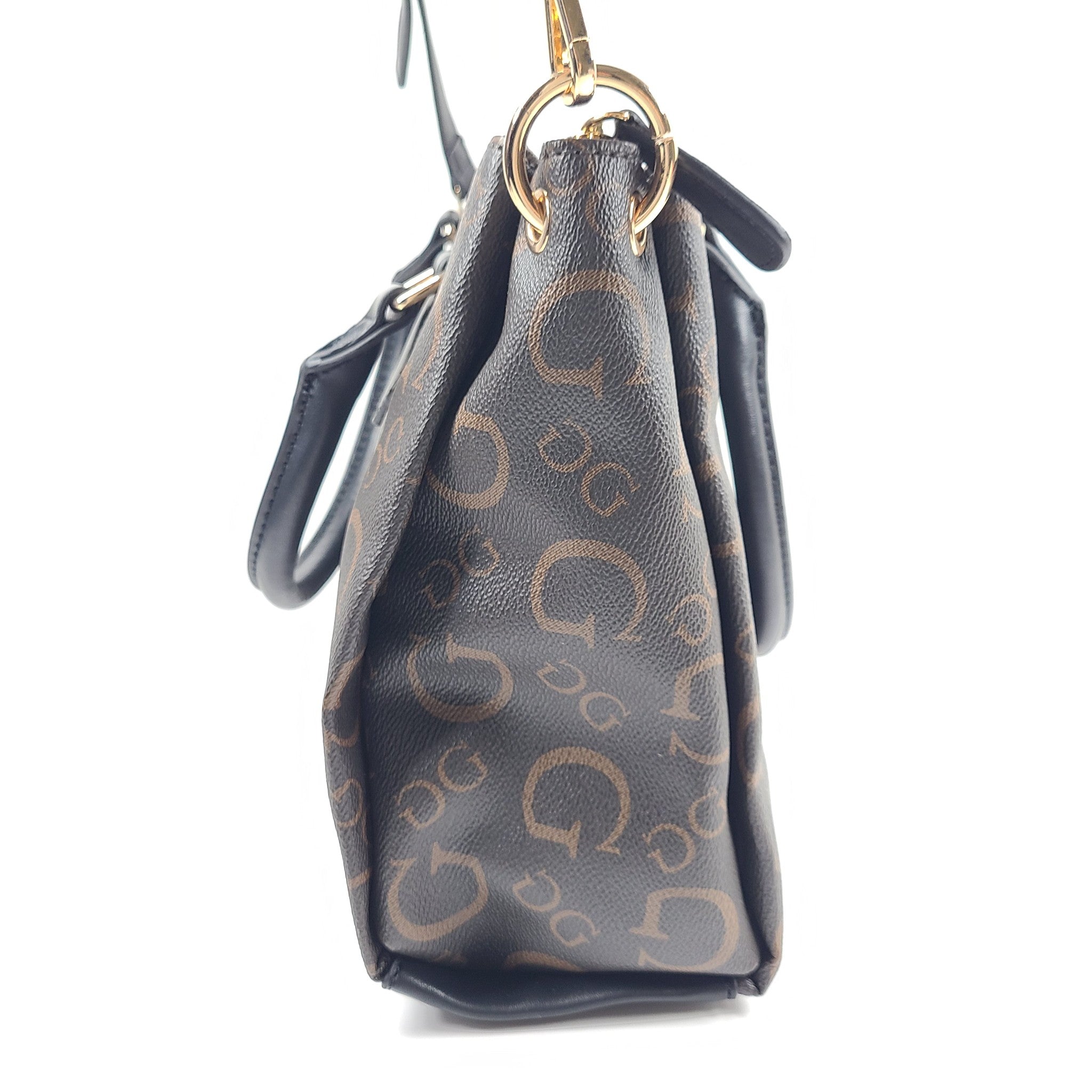 GUESS Evie Logo Satchel Bag Monogram Print Shoulder Strap SG863506 Brown