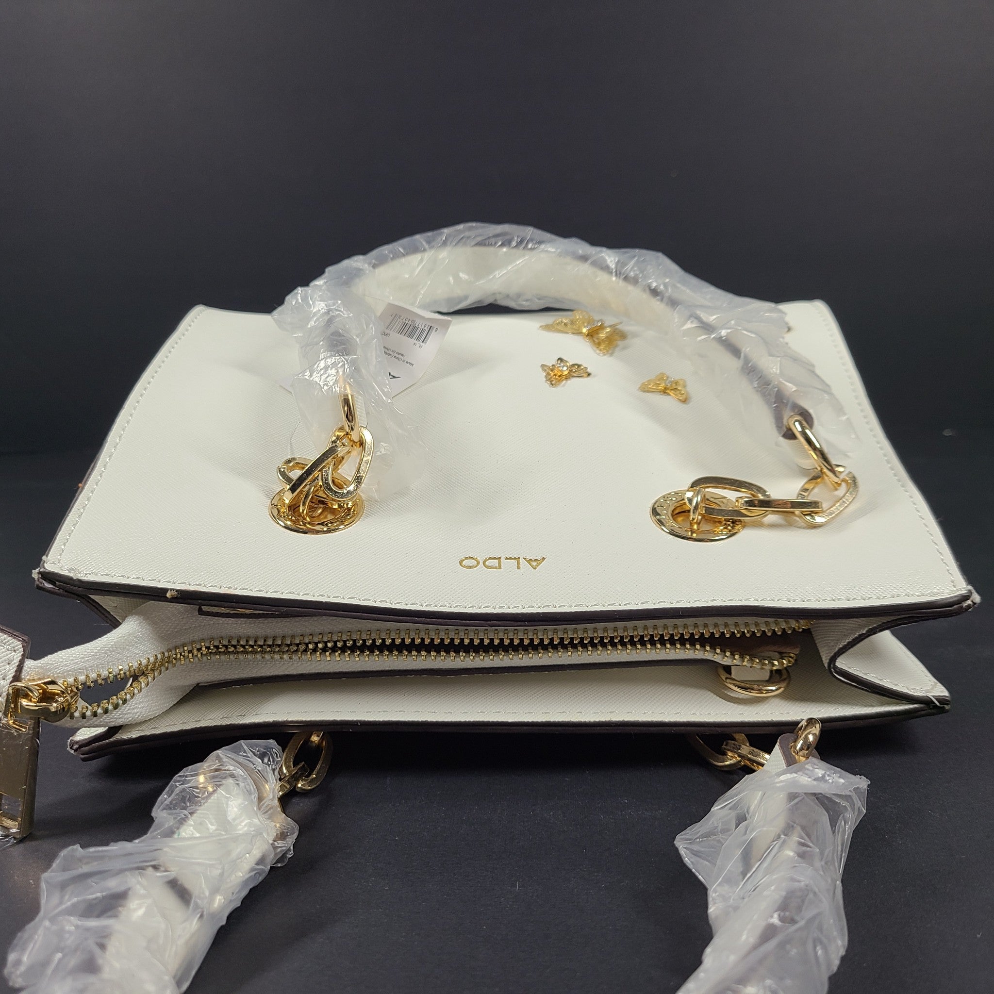 Aldo Women's Pitari Tote Bag Crossbody Strap Butterfly Embellishment White READ