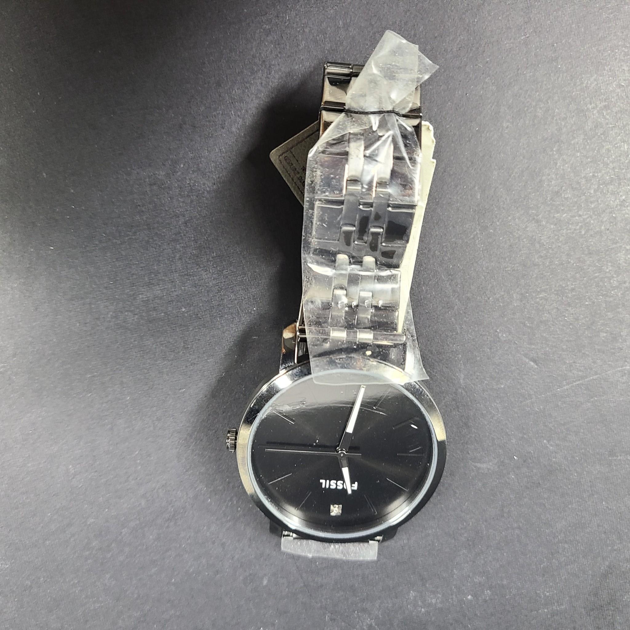 Fossil Men's Lux Luther Three-Hand Smoke Stainless Steel Watch BQ2419 Gift Box