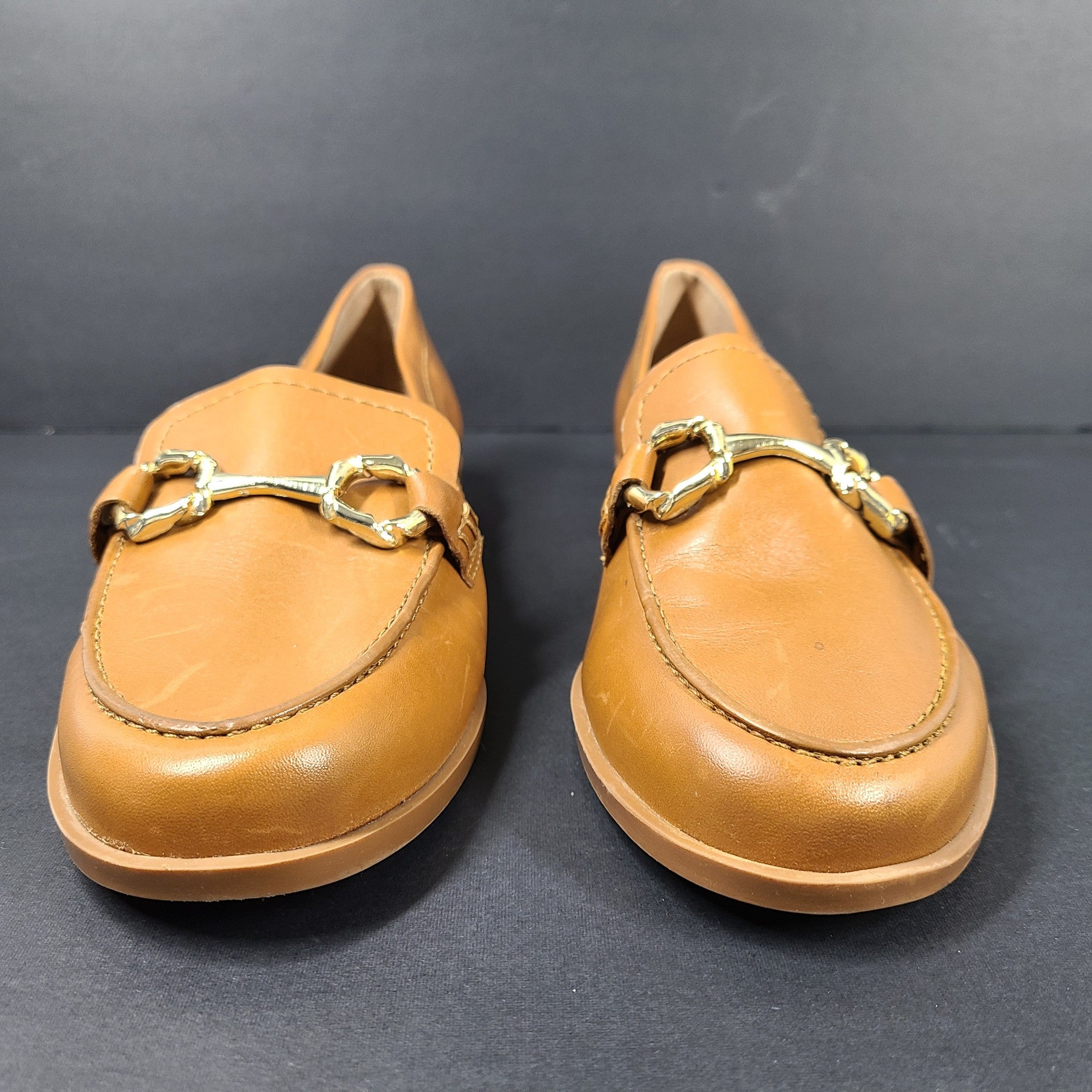 Naturalizer Women's Stevie Padded Insole Slip On Loafers Leather Cognac Tan Sz 6