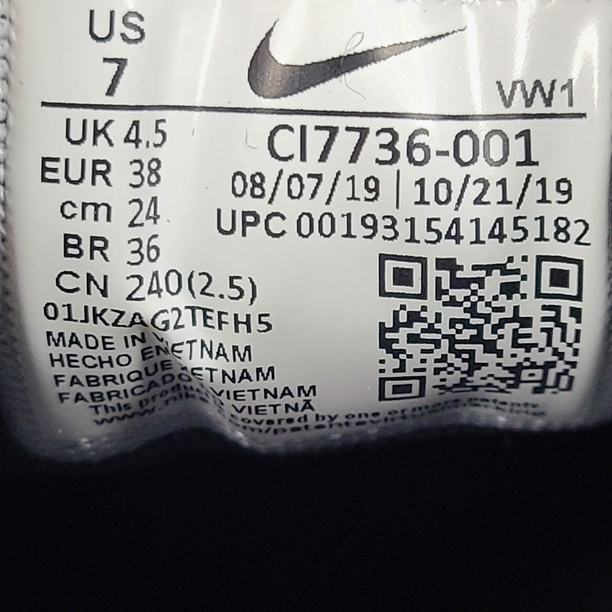 Nike Ladies Air Max 1 G Golf Shoes CI7736-001 Sneakers Black/White Sz 7