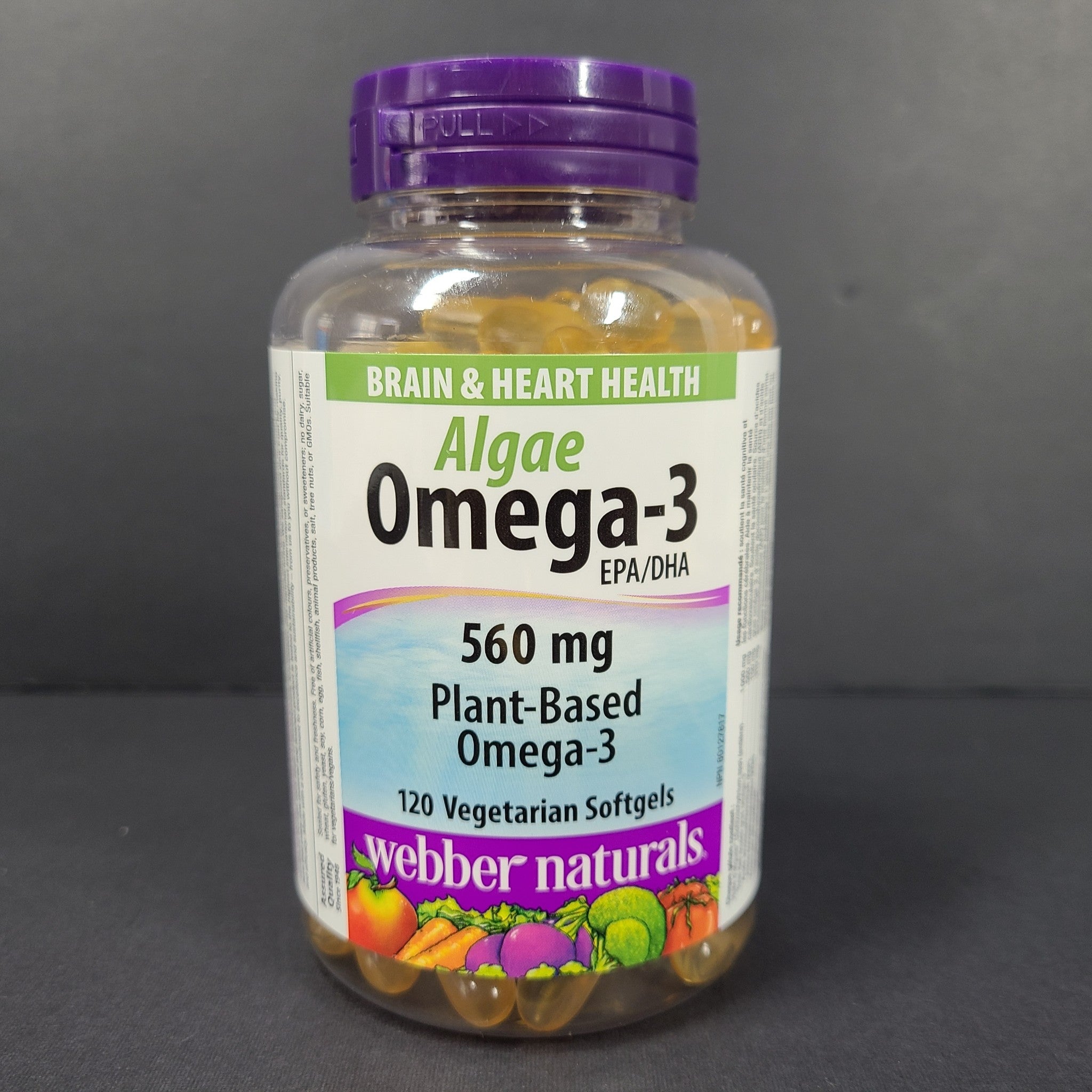 120 Ct Webber Naturals Algae Omega-3 560mg Vegan Softgels EPA/DHA 12/25