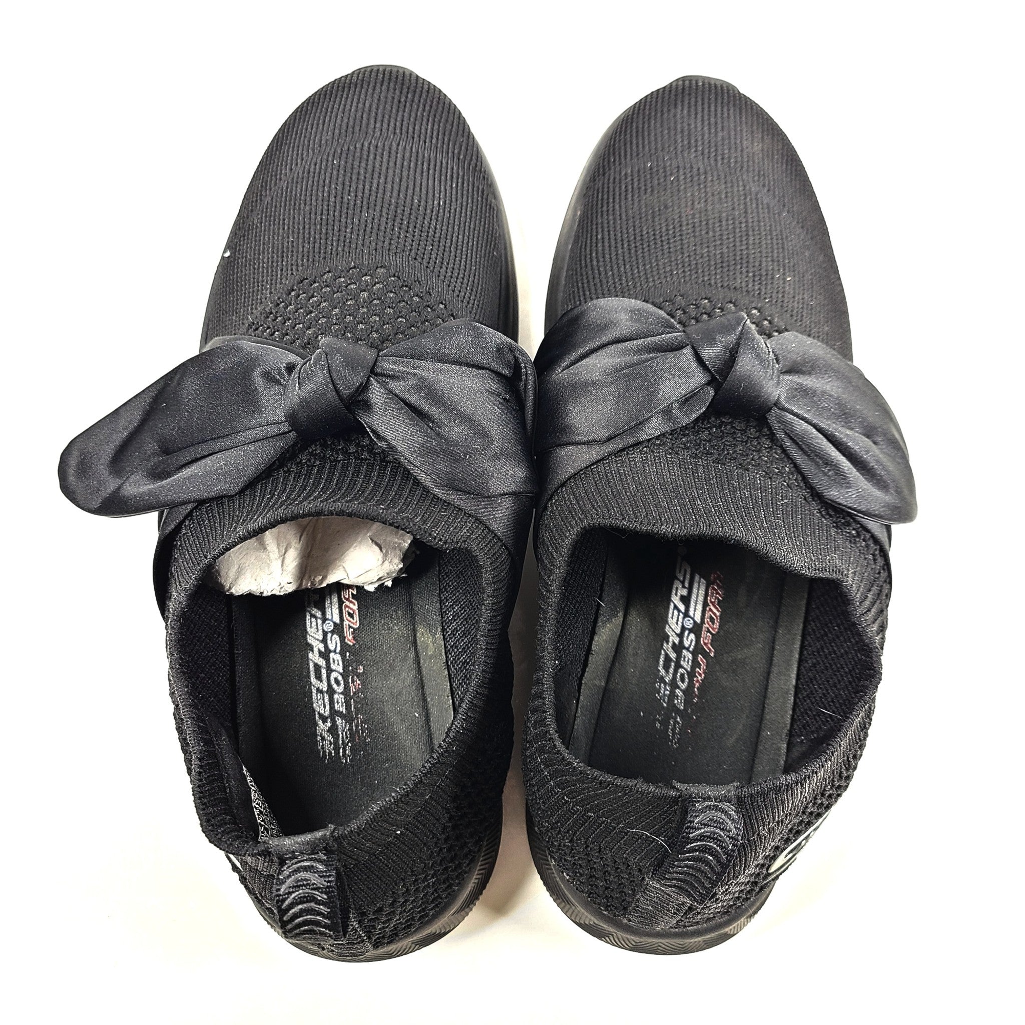 Skechers Women's Bow Beauty Flex Slip On Sneakers Lightweight Black Sz 7