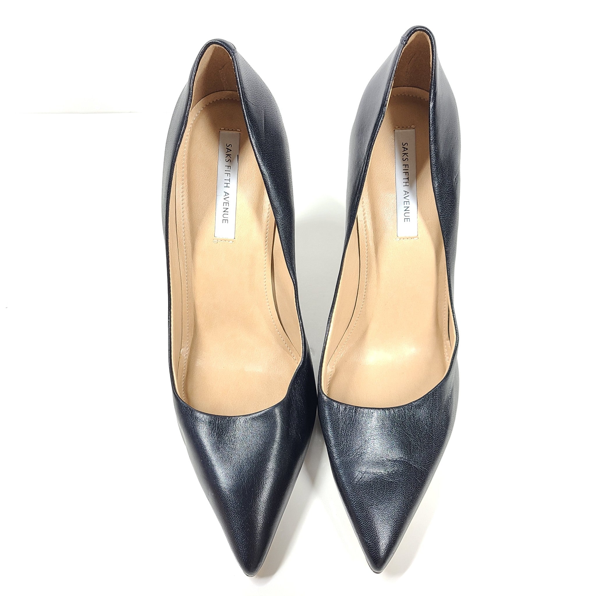 Saks Fifth Avenue Women's Geometric Triangle Heel Leather Pumps Shoes Sz 9.5