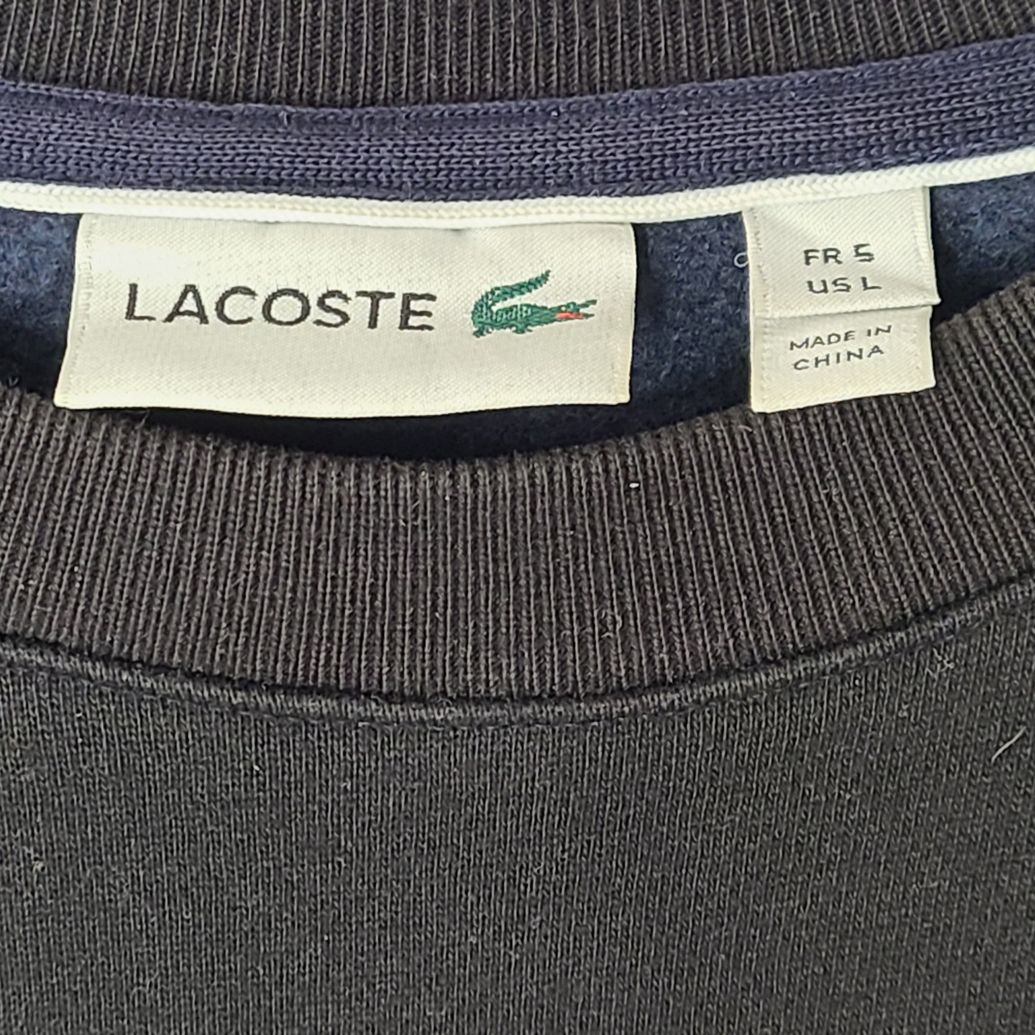 Lacoste Men's SH2518 Cotton Sweatshirt Crocodile Logo Black Size L (5)