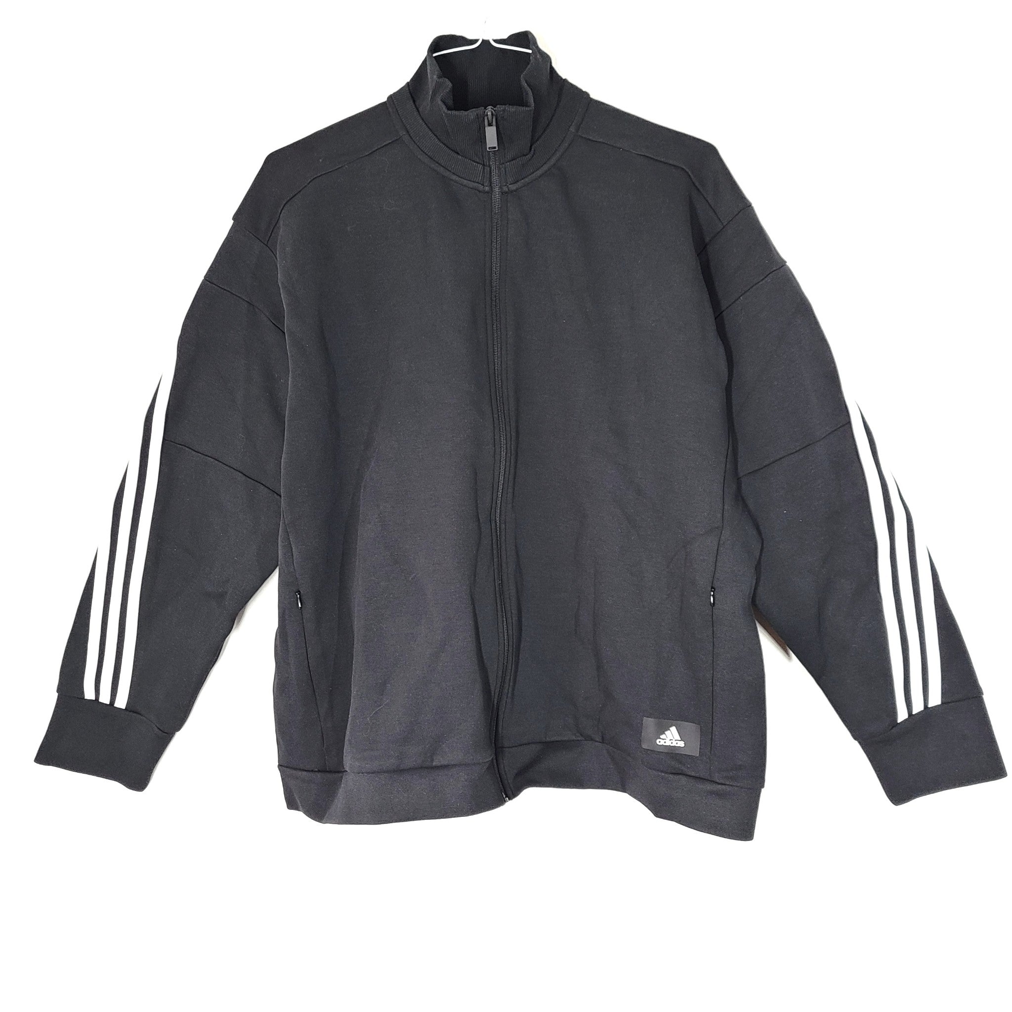 Adidas Women's Wrapped 3-Stripes Jacket Full Zip Black Sz XL