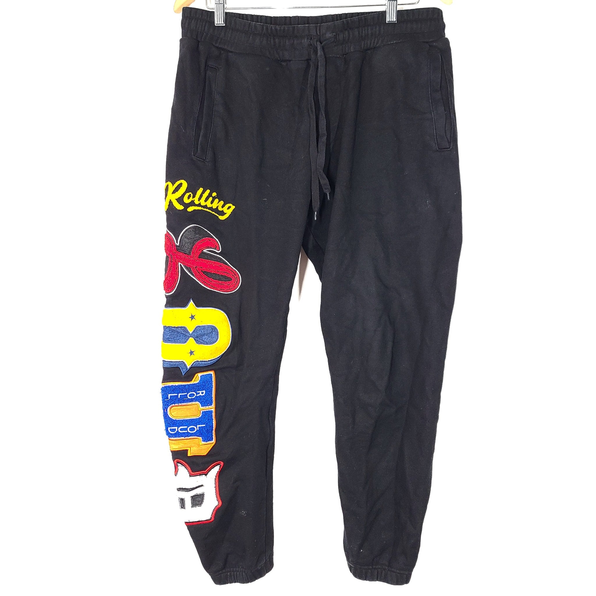 Rolling Loud Men's Merch Big Chenille Sweatpants Cotton Black Sz L