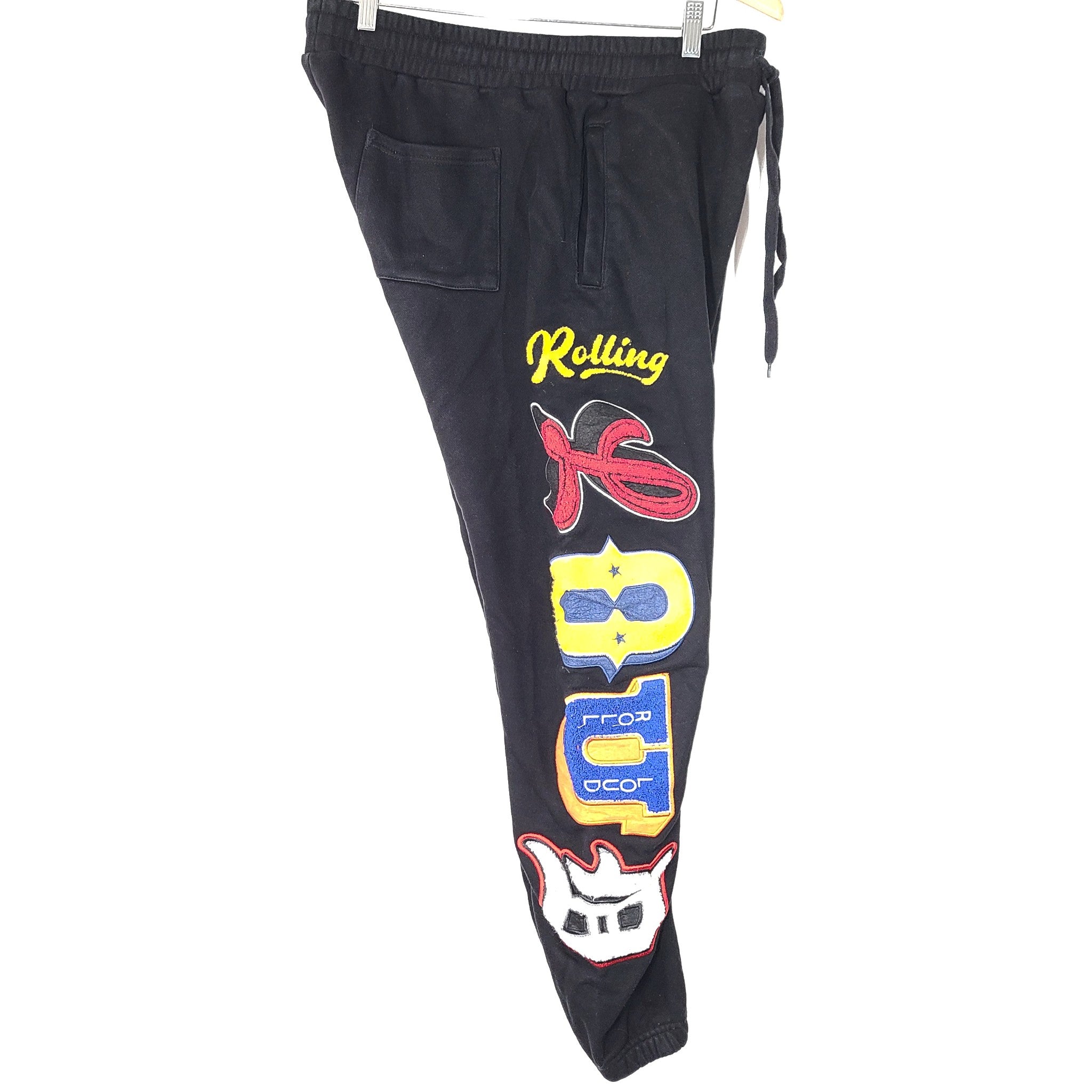 Rolling Loud Men's Merch Big Chenille Sweatpants Cotton Black Sz L