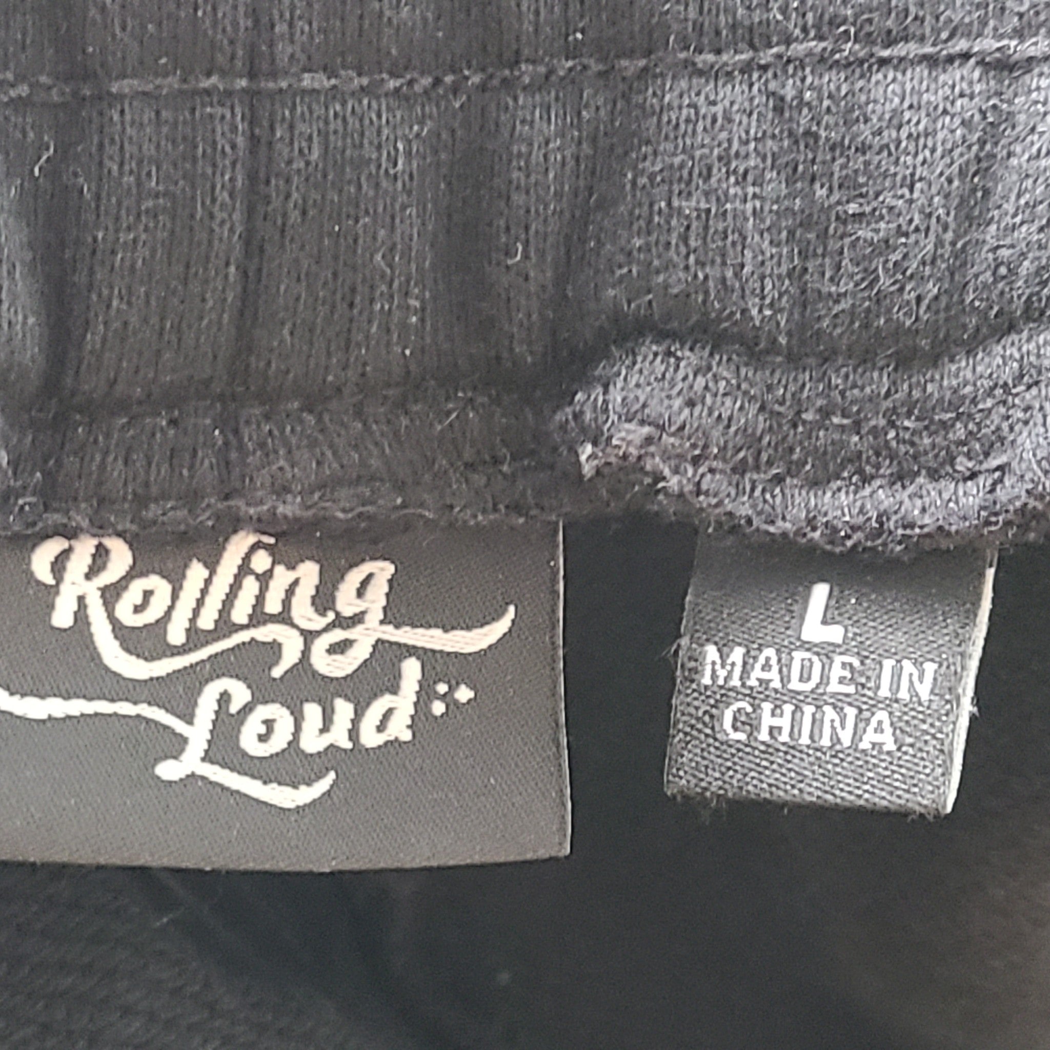 Rolling Loud Men's Merch Big Chenille Sweatpants Cotton Black Sz L