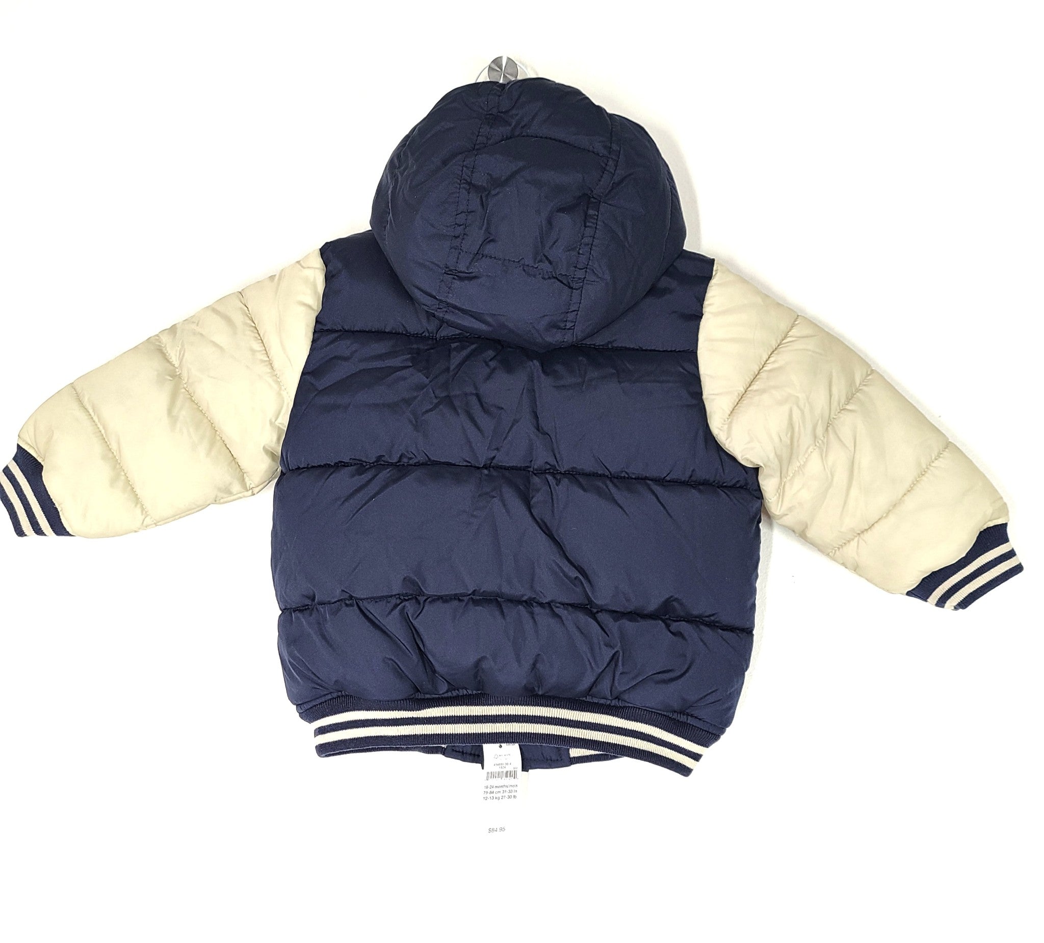 Gap Toddlers' Quilted Puffer Jacket Hooded Fleece Lined Blue Sz 18-24