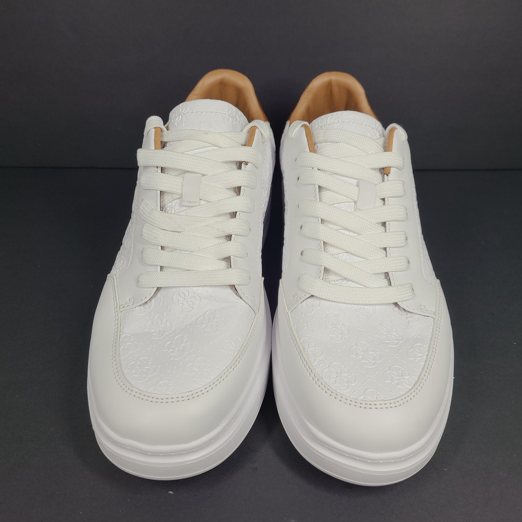 Guess Men's Creed Quattro G Sneakers Faux Leather Comfort White Sz 9