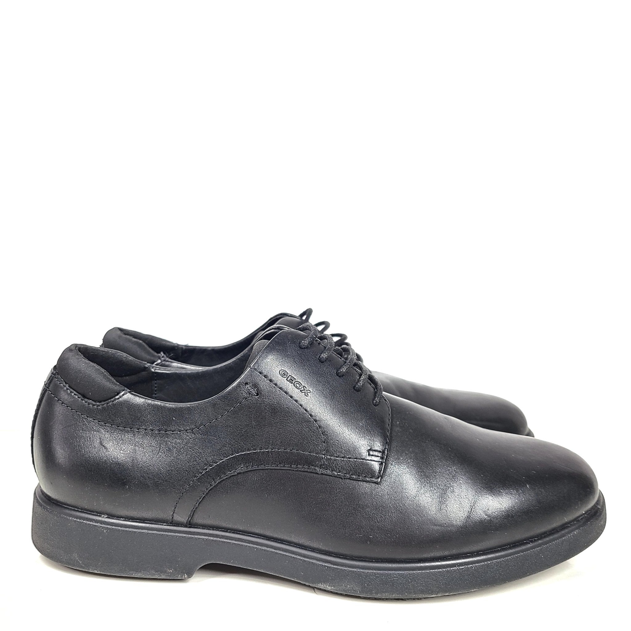 Geox Men's Spherica EC11 Wide Fit Dress Shoes Leather Oxford Shoes Black Sz 9