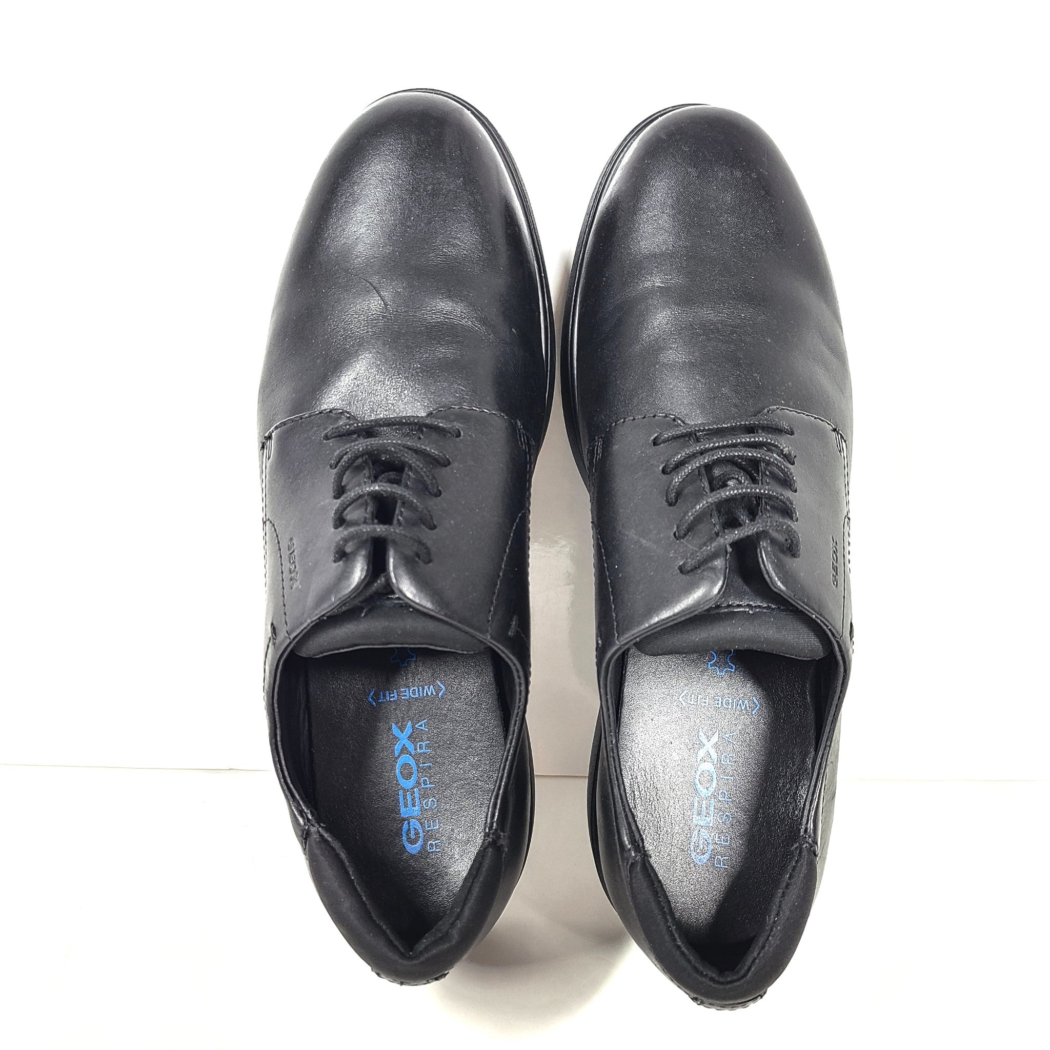 Geox Men's Spherica EC11 Wide Fit Dress Shoes Leather Oxford Shoes Black Sz 9