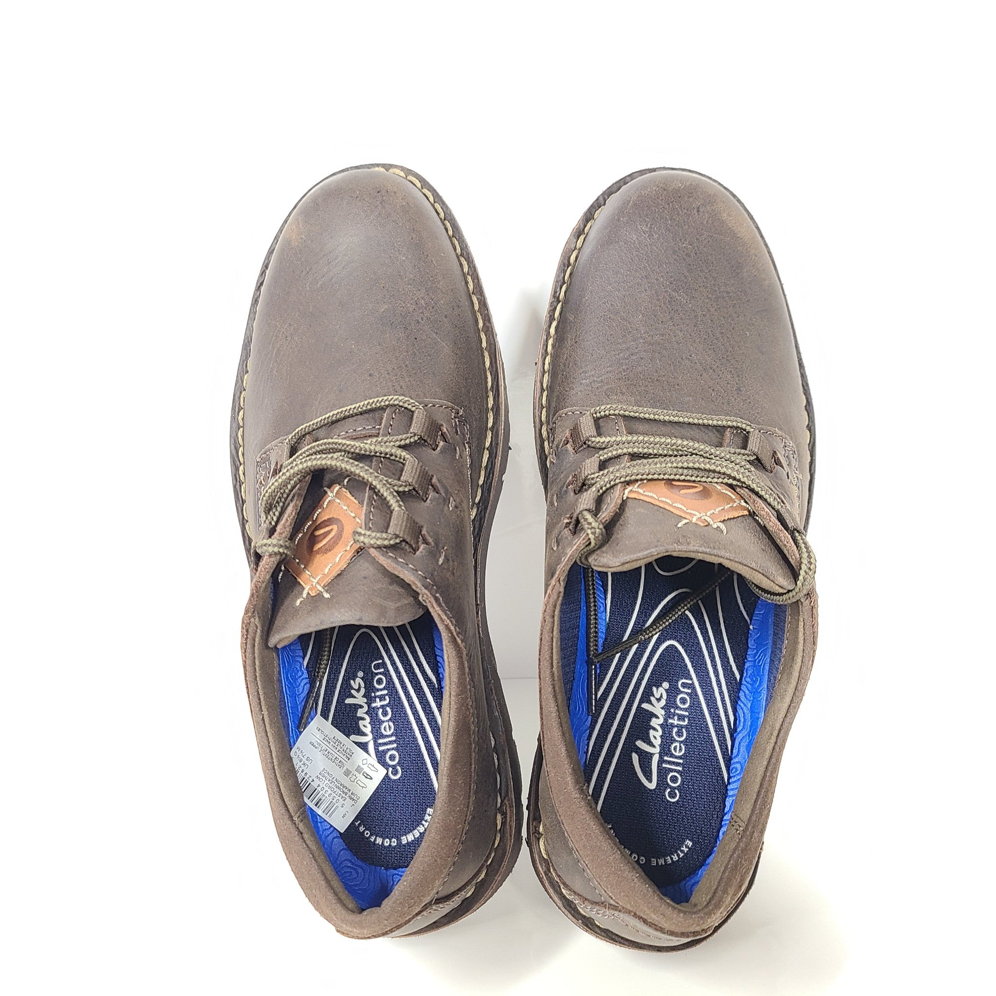 Clarks Men's Eastford Low Leather Shoes Comfort OrthoLite Footbed Brown Sz 7.5 M