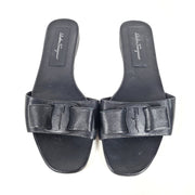 Salvatore Ferragamo Women's Vicky Slide Sandals Leather Slides Black US 6