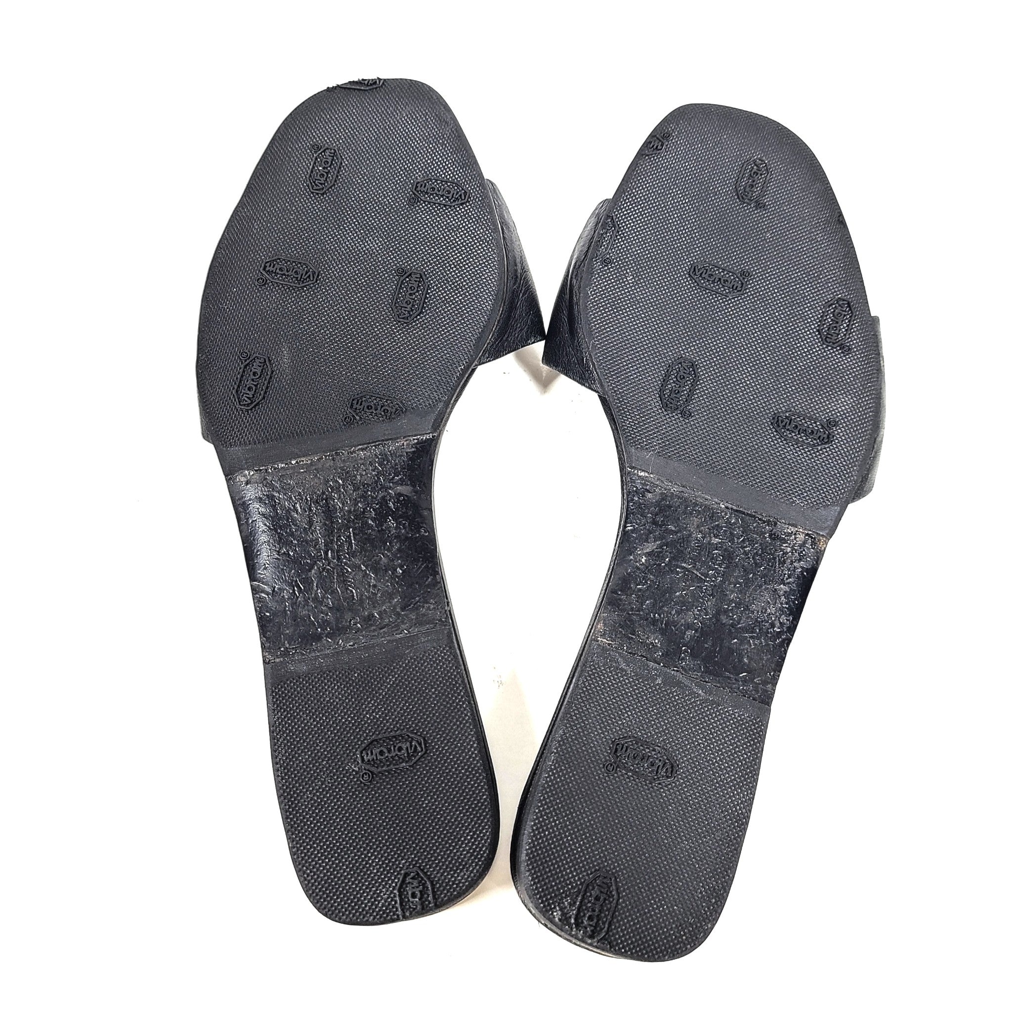 Salvatore Ferragamo Women's Vicky Slide Sandals Leather Slides Black US 6