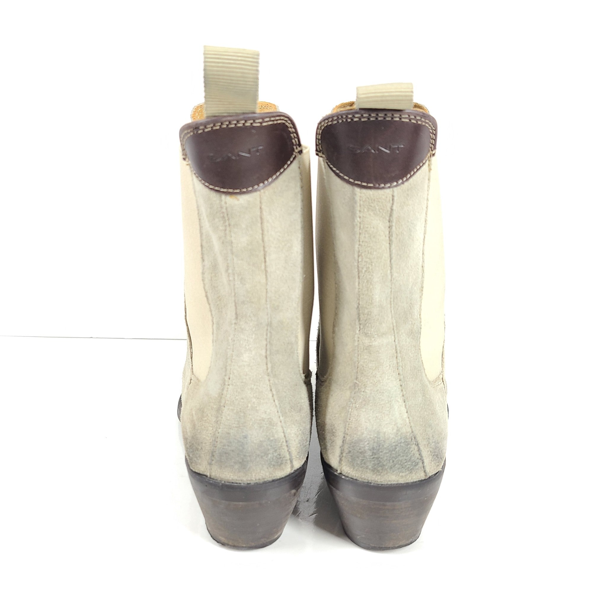 Gant Women's St Broomly Mid Boot Articulated Low Heel Pointed Toe Gray Suede 7.5