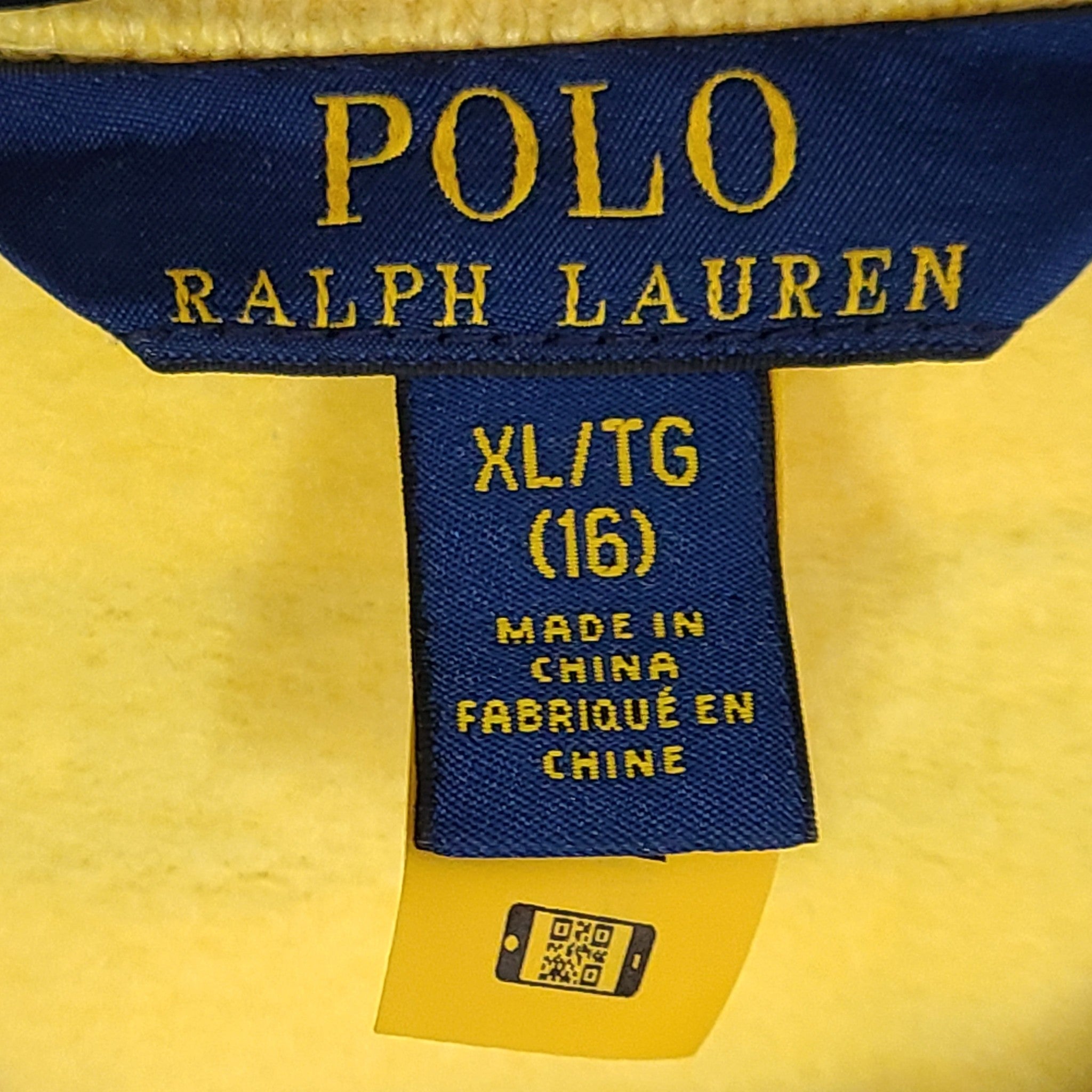 Polo Ralph Lauren Kids Fair Isle Fleece Sweatshirt Logo Sweater Yellow Sz XL 16