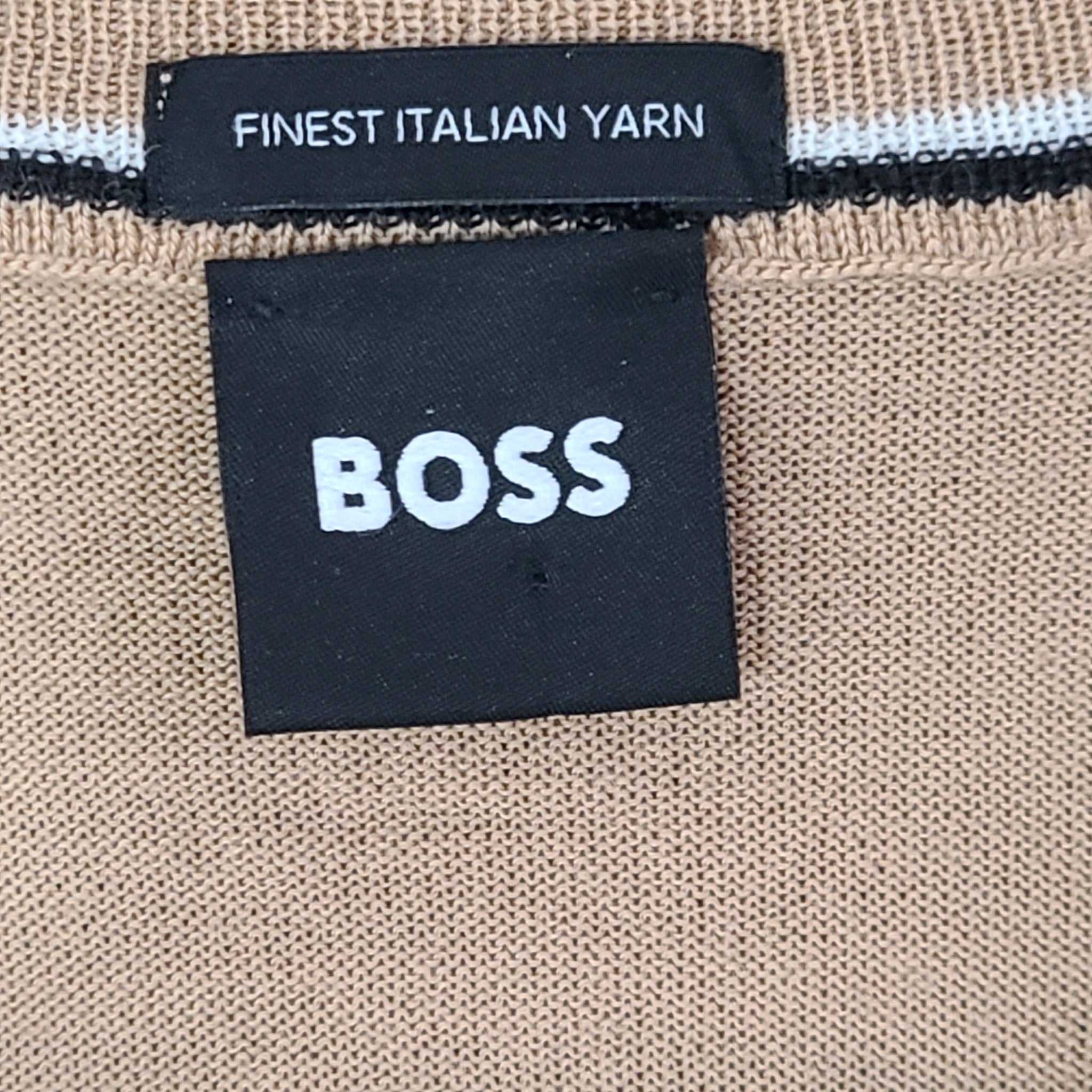 Hugo Boss Men's Melba-P Sweater 100% Wool Pullover Long Sleeve V-Neck Brown Sz S