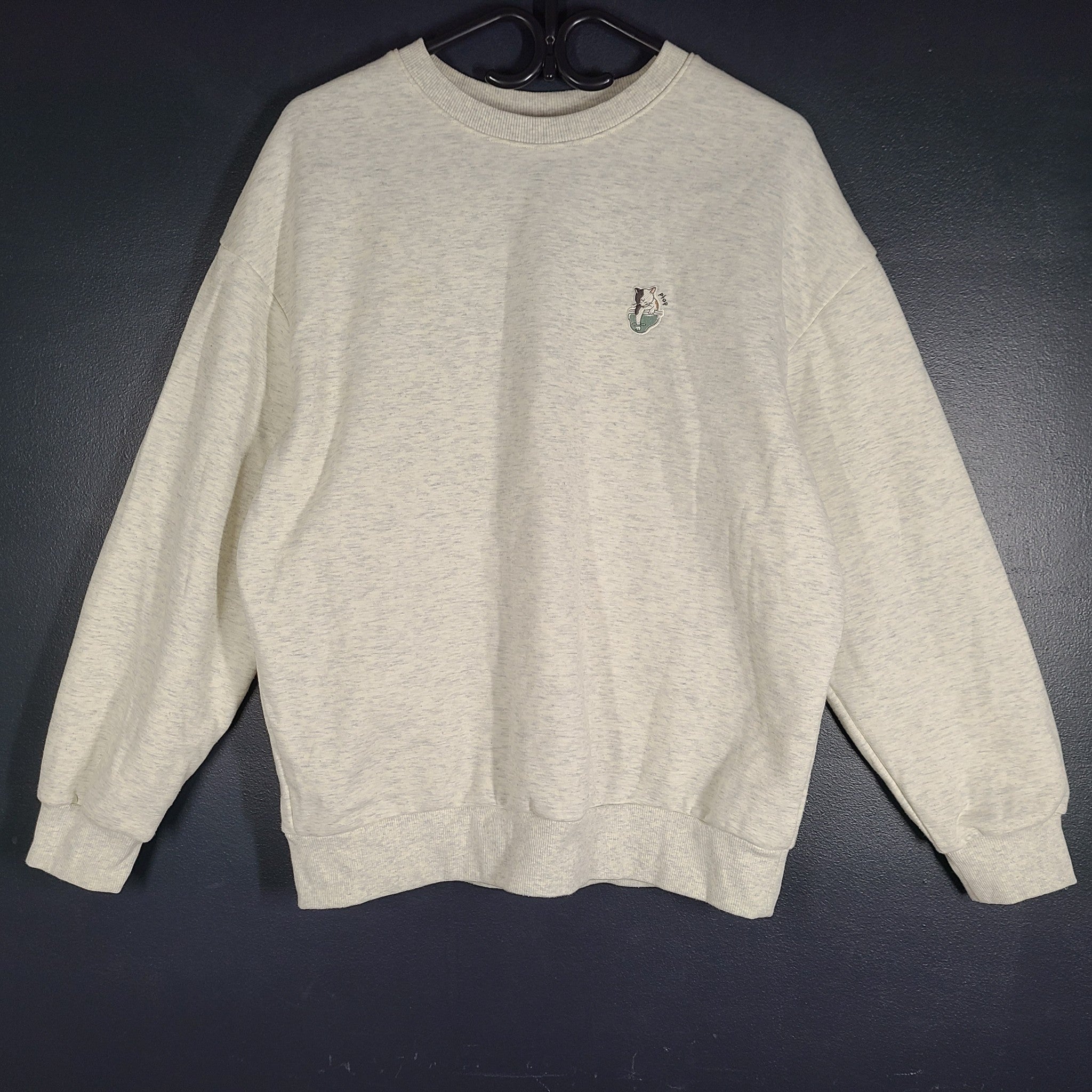 Koshort x Polham Cat Unisex Sweatshirt Korea K-pop White Heather Size M