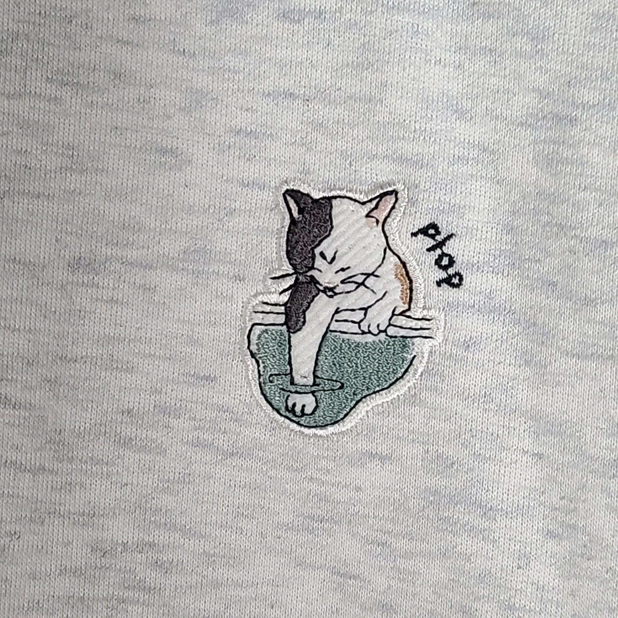 Koshort x Polham Cat Unisex Sweatshirt Korea K-pop White Heather Size M