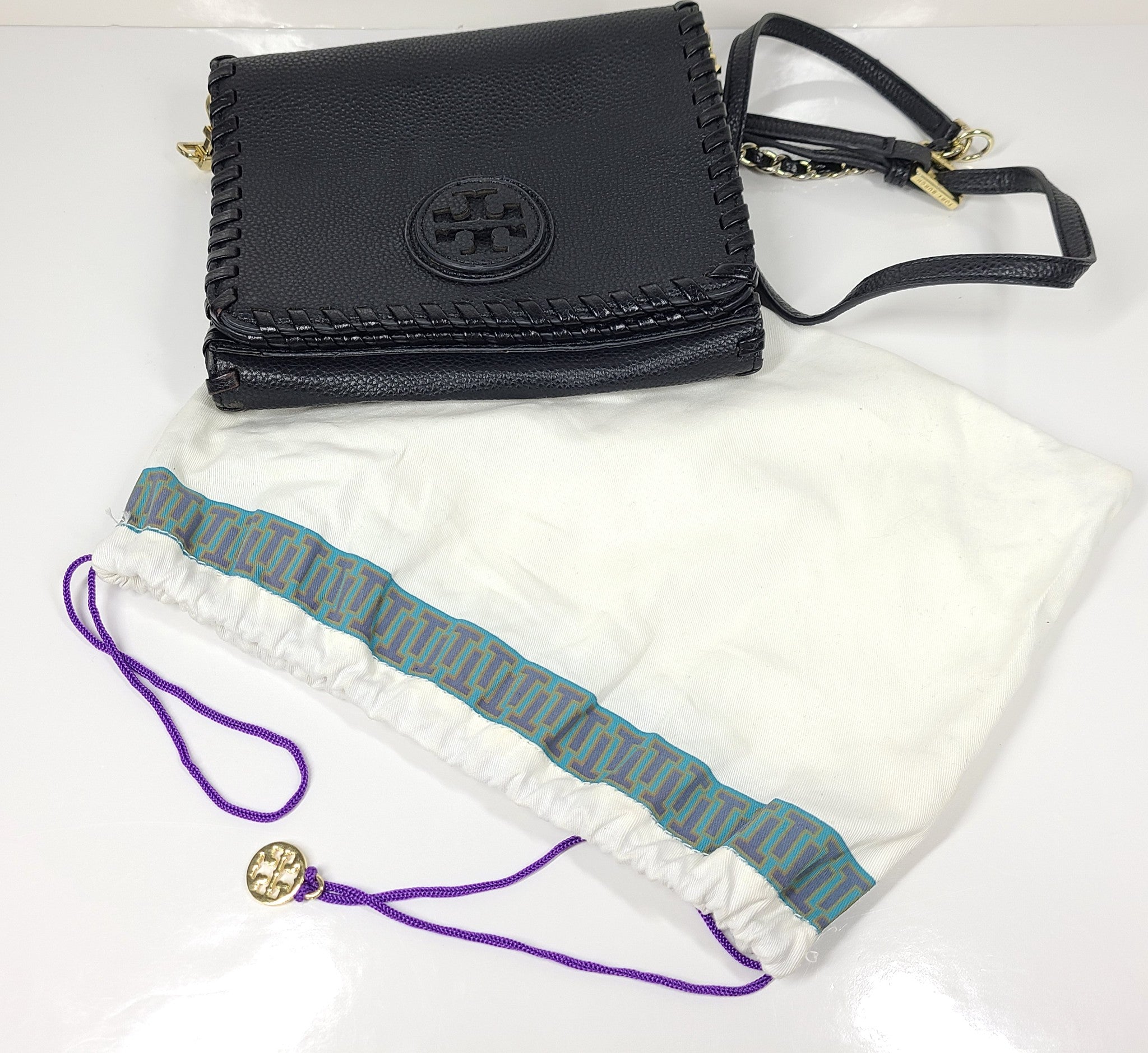 Tory Burch Marion Combo Crossbody Bag Leather Black