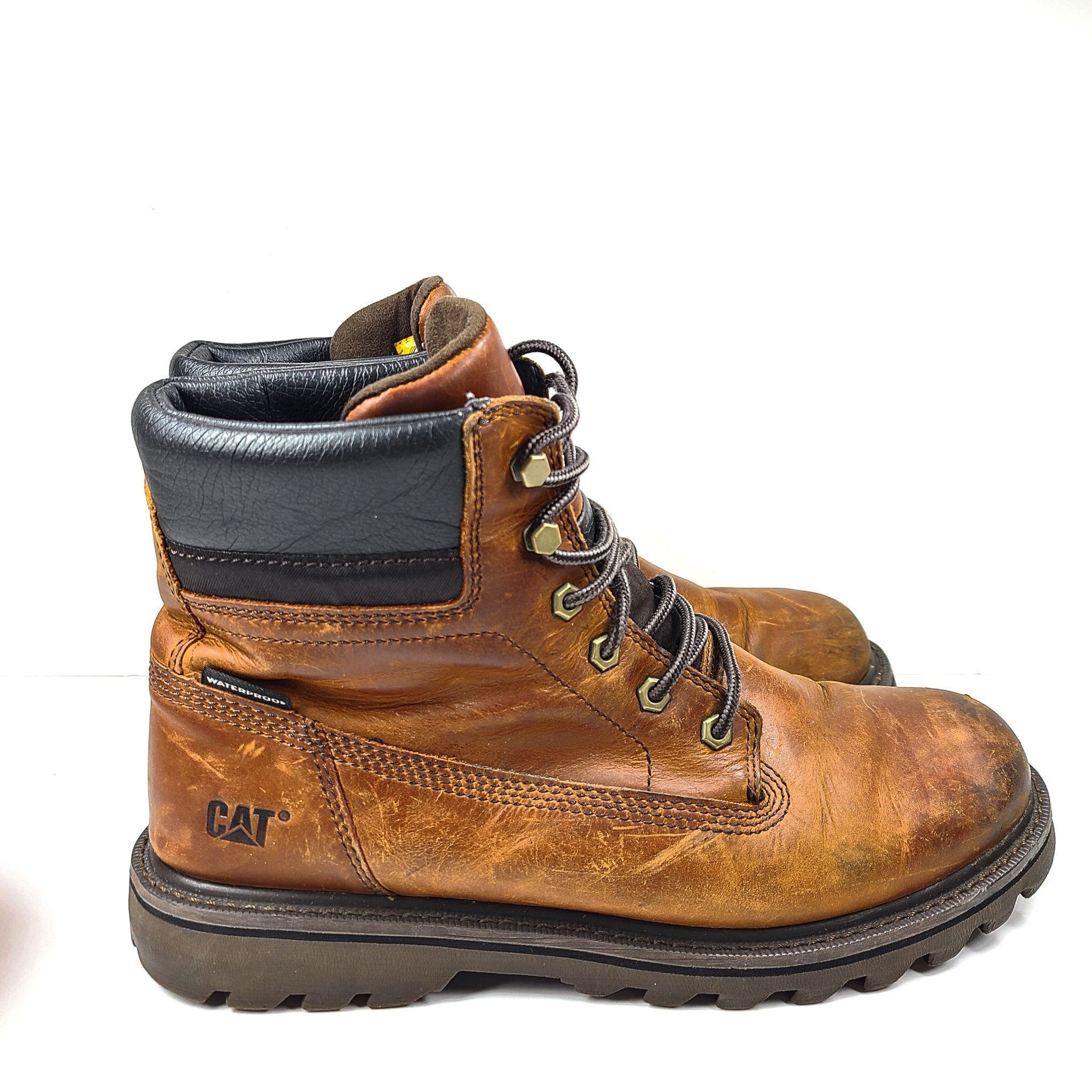 Caterpillar CAT Men's Deplete Work Boots 6in Leather Waterproof Brown 721722 12