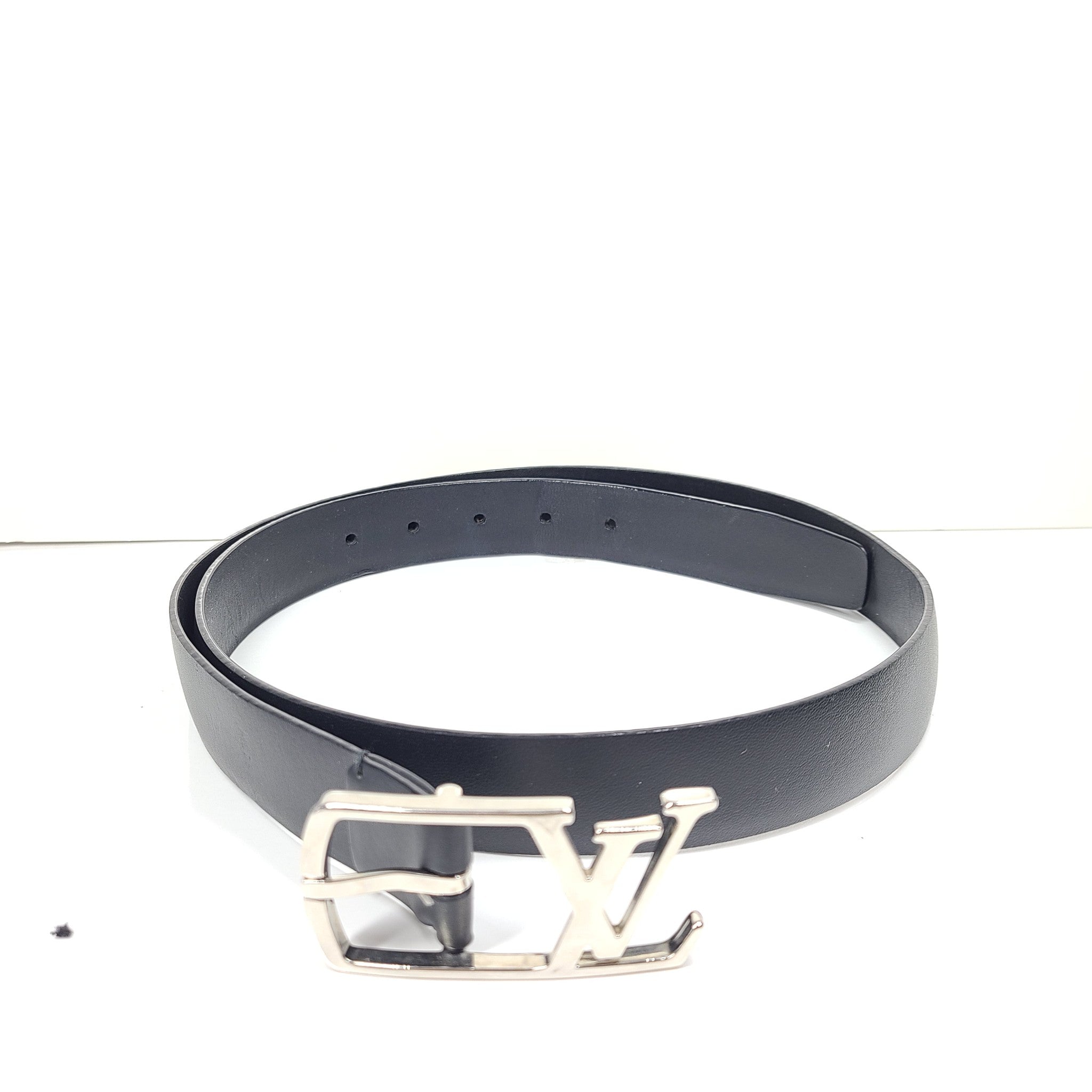 Louis Vuitton LV Neogram 30mm Belt M6058 Leather Black Silver Logo Buckle 38/95