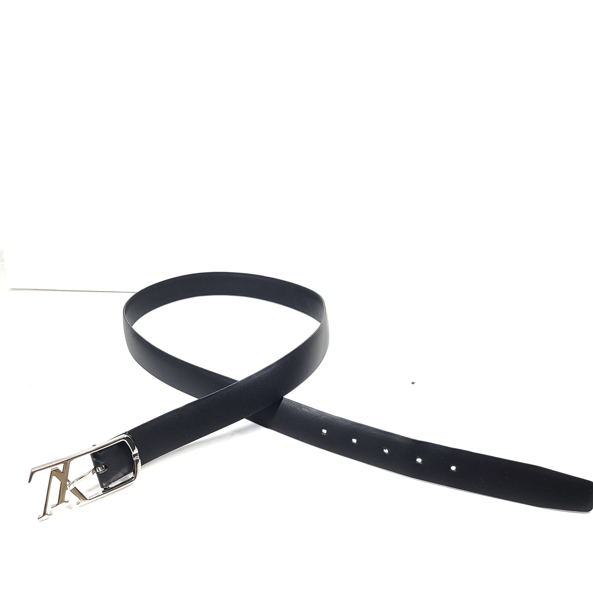 Louis Vuitton LV Neogram 30mm Belt M6058 Leather Black Silver Logo Buckle 38/95
