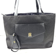 Tommy Hilfiger Monogram Print Tote with Pouch CC Holder Shoulder Bag Black