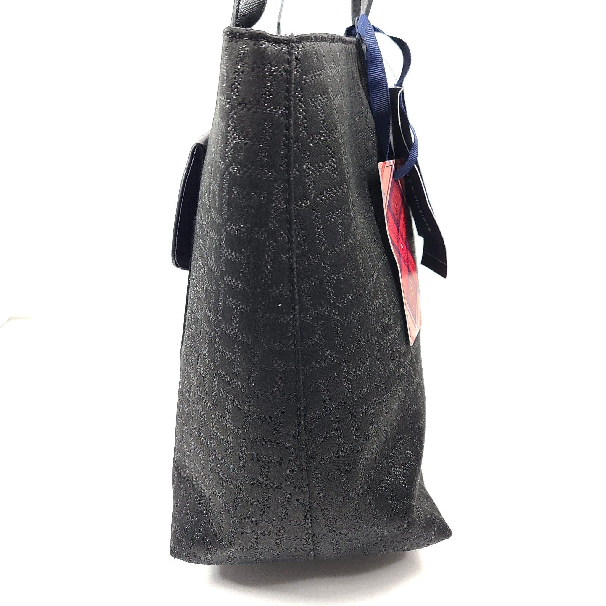 Tommy Hilfiger Monogram Print Tote with Pouch CC Holder Shoulder Bag Black