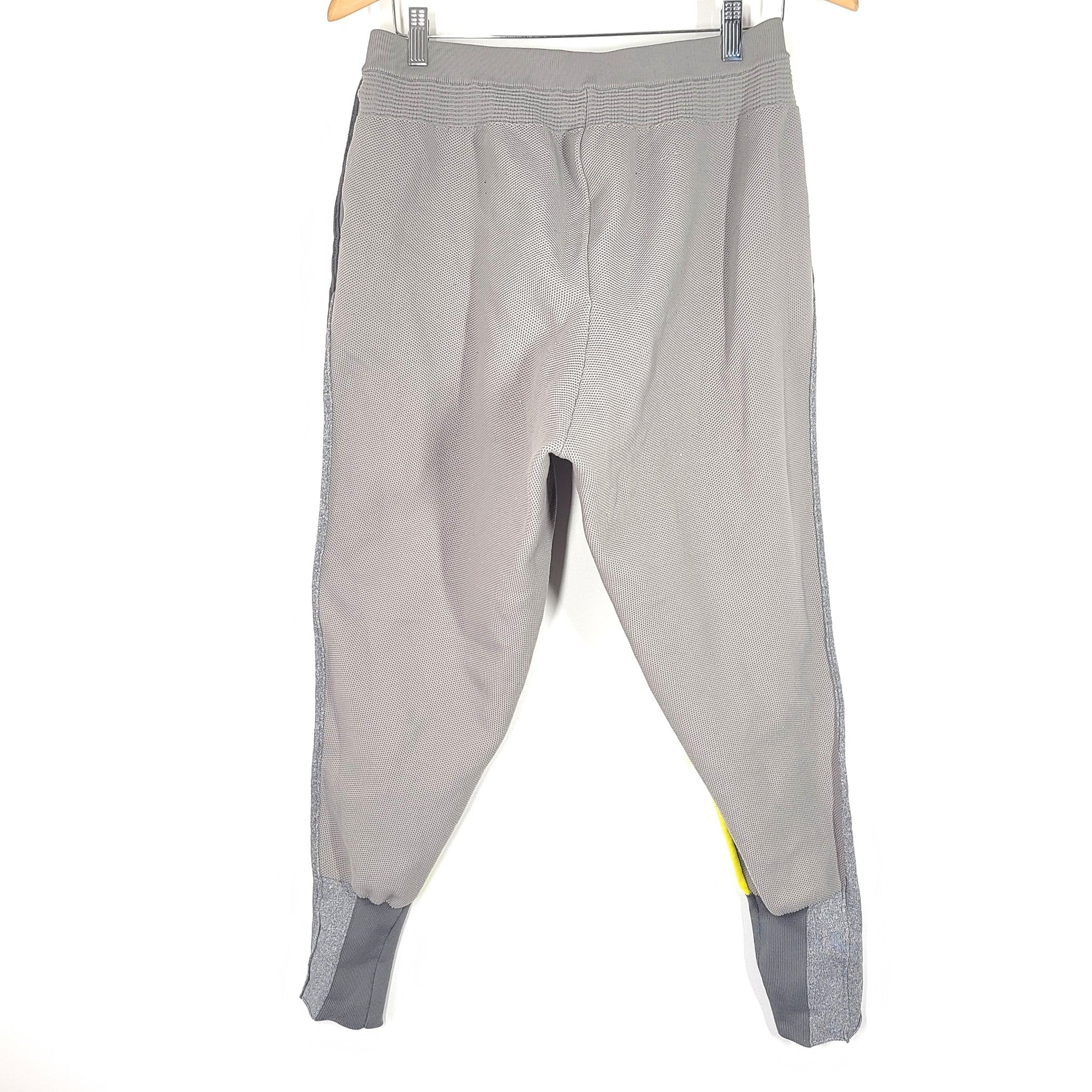 JNBY Men's Knitted Stretch Jogger Pants Tapered Gray Yellow Sz S/M
