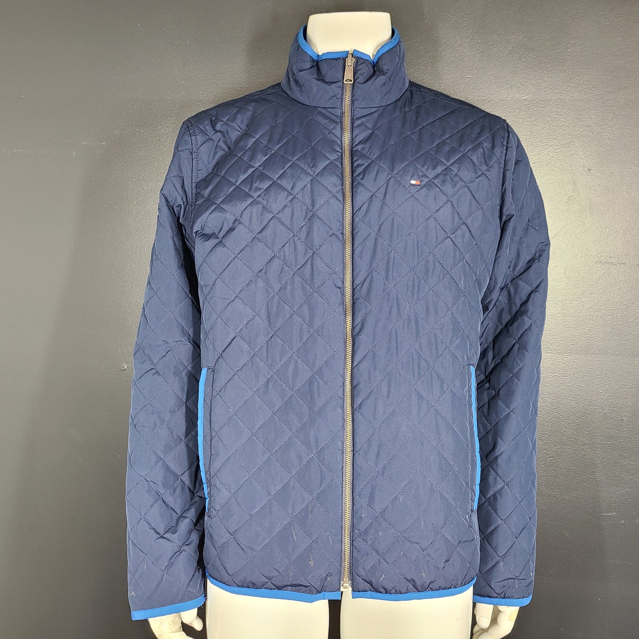 Tommy Hilfiger Men's Reversible Water Resistant Windbreaker Jacket Blue Sz L