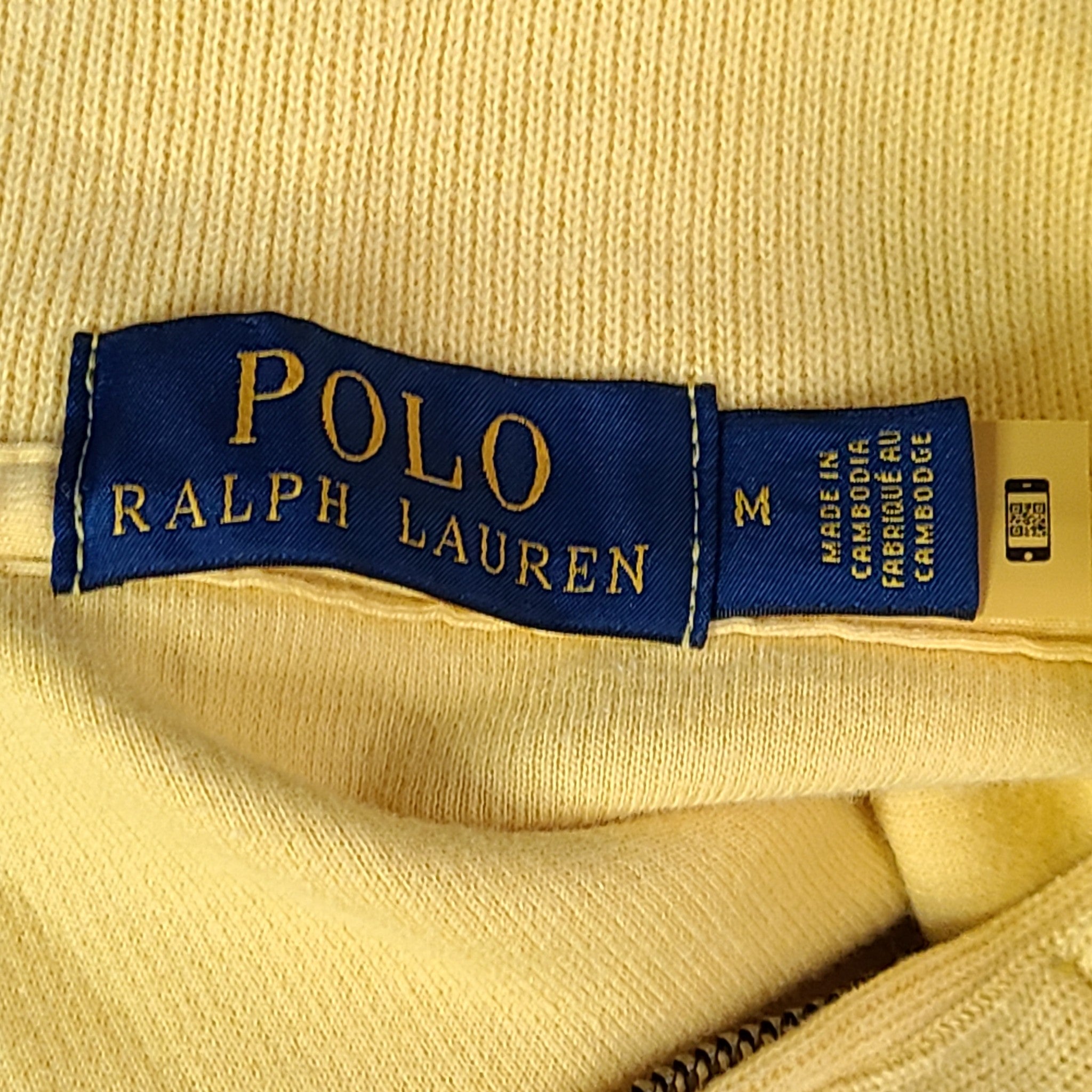 Polo Ralph Lauren Men's Jersey Quarter-Zip Pullover Sweater LS Shirt Yellow Sz M